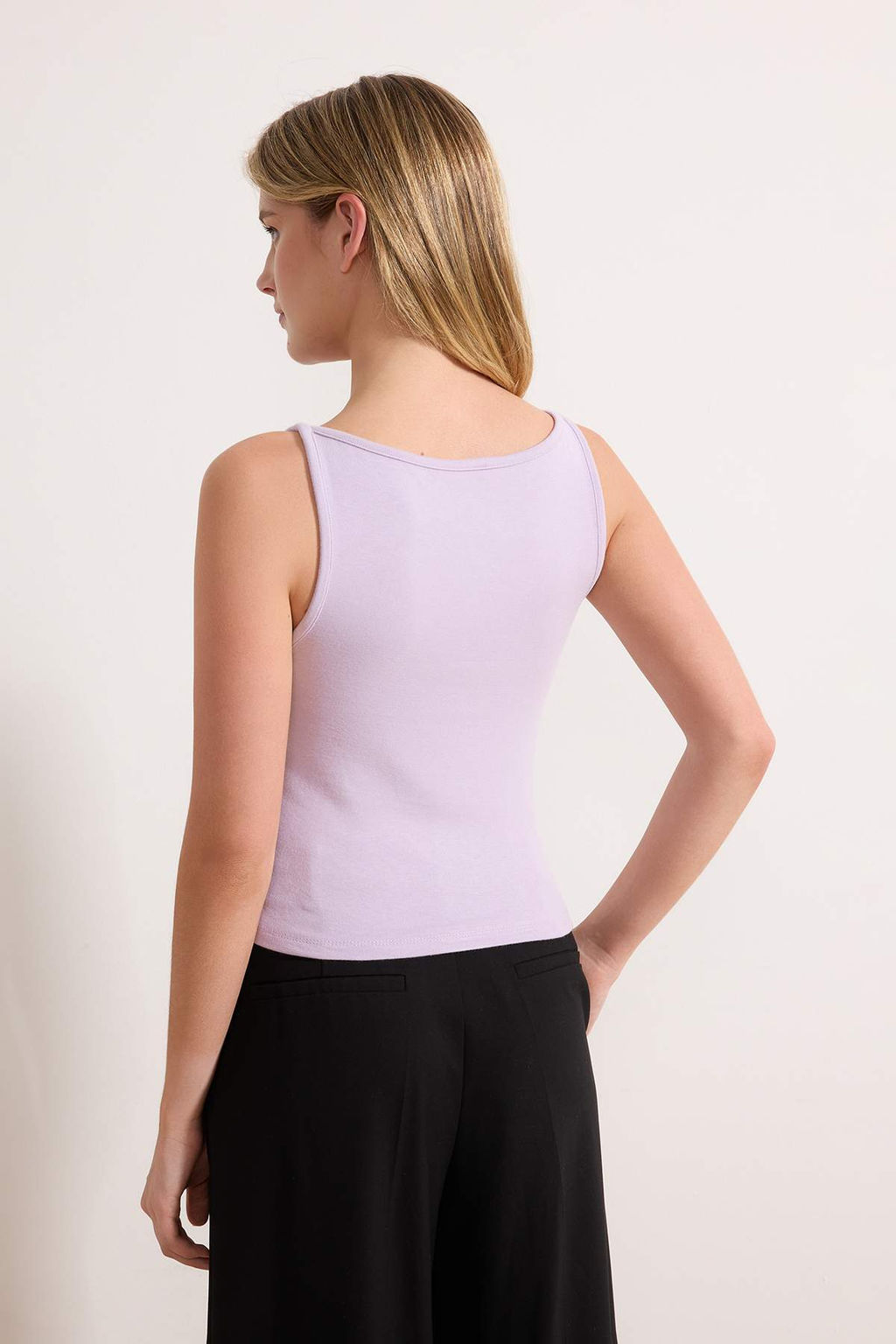 Lila Ask?l? Fitted/Vucuda Oturan Esnek Orme Bluz TWOSS24BZ00535