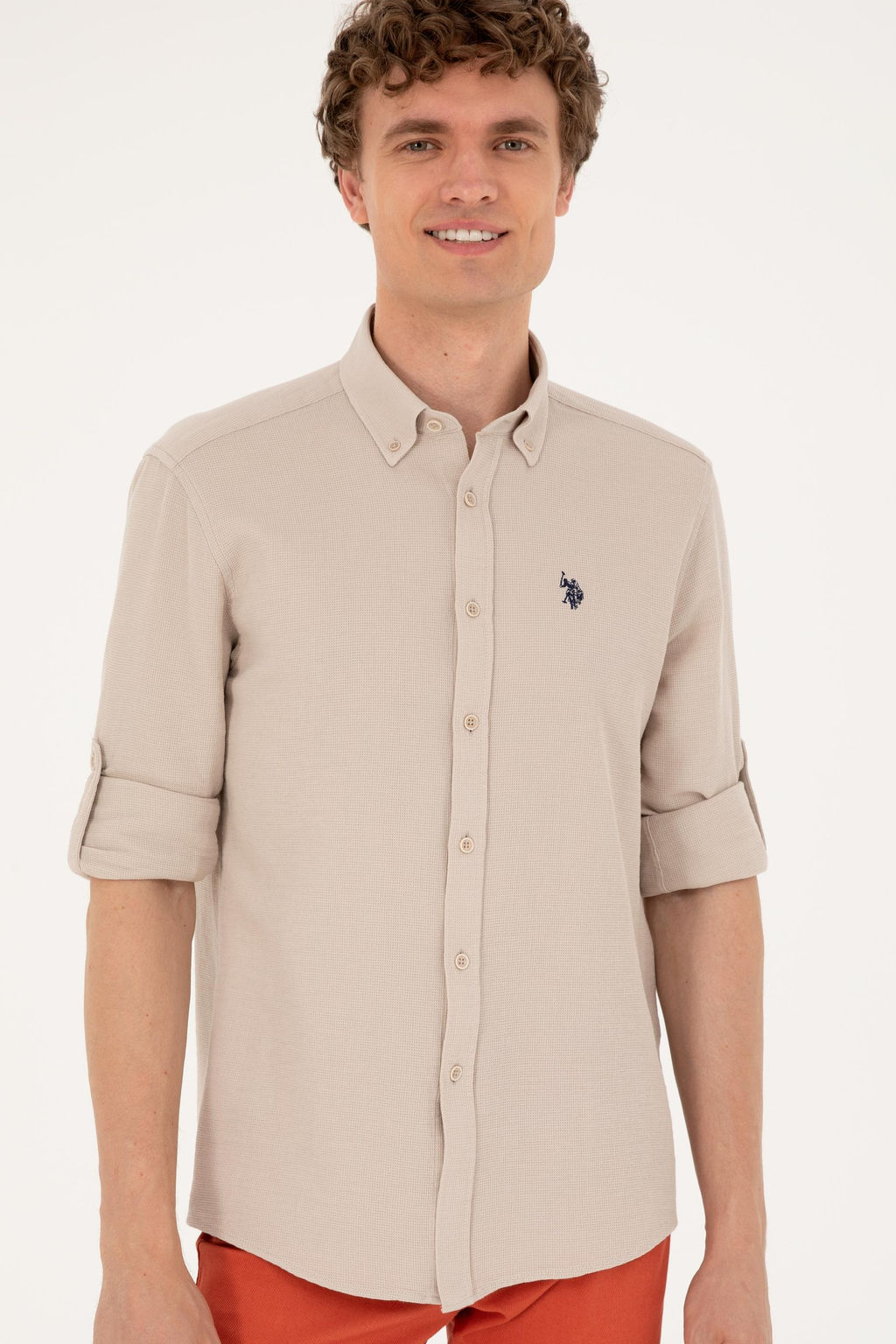 U. S. Polo Assn / Мужская рубашка с длинным рукавом Stone - U.s. polo assn фото 3