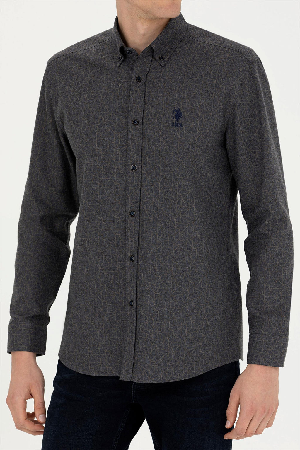 Мужская темно-синяя рубашка с длинным рукавом - U.s. polo assn фото 6