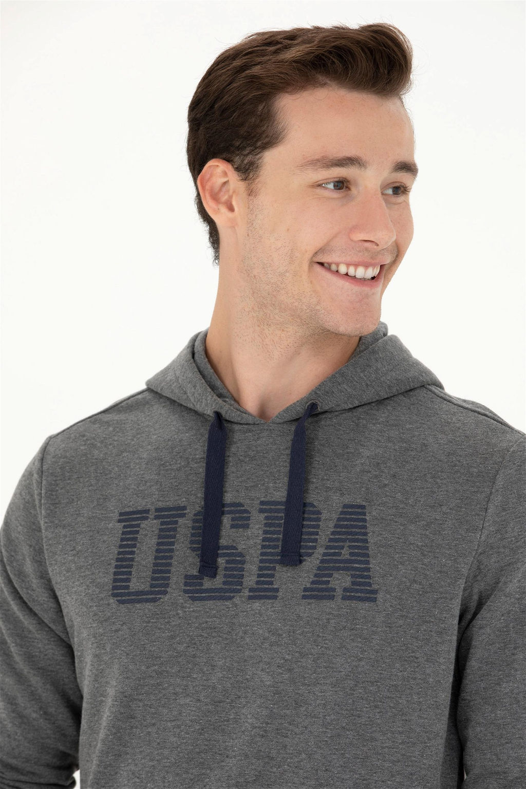 U. S. Polo Assn Мужская базовая толстовка с капюшоном антрацитового меланжевого цвета - U.s. polo assn фото 10