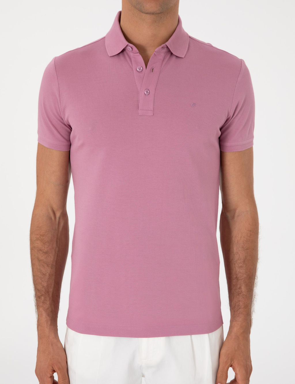 Koyu Gri Slim Fit Polo Yaka Pamuklu Basic T-shirt - Cacharel фото 6