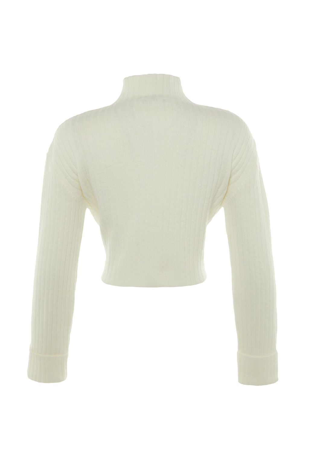 Ekru Crop Yumusak Dokulu Dik Yaka Triko H?rka TWOAW22HI0174