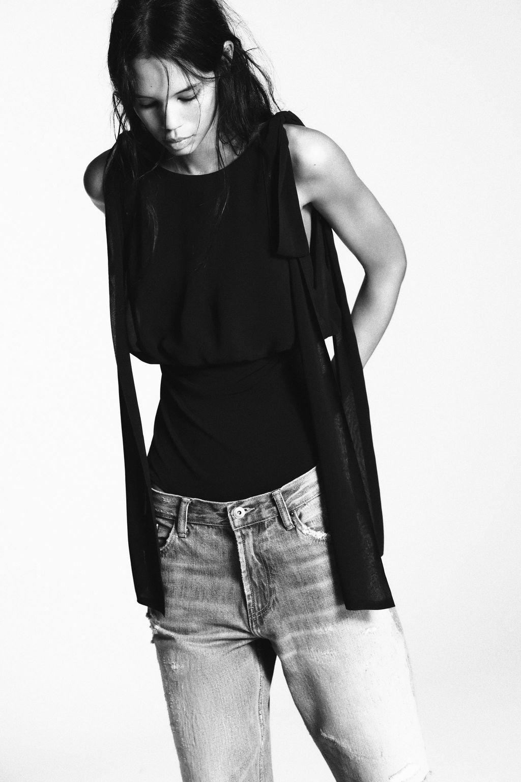 COMBINED GEORGETTE BODYSUIT WITH BOWS - Zara фото 7