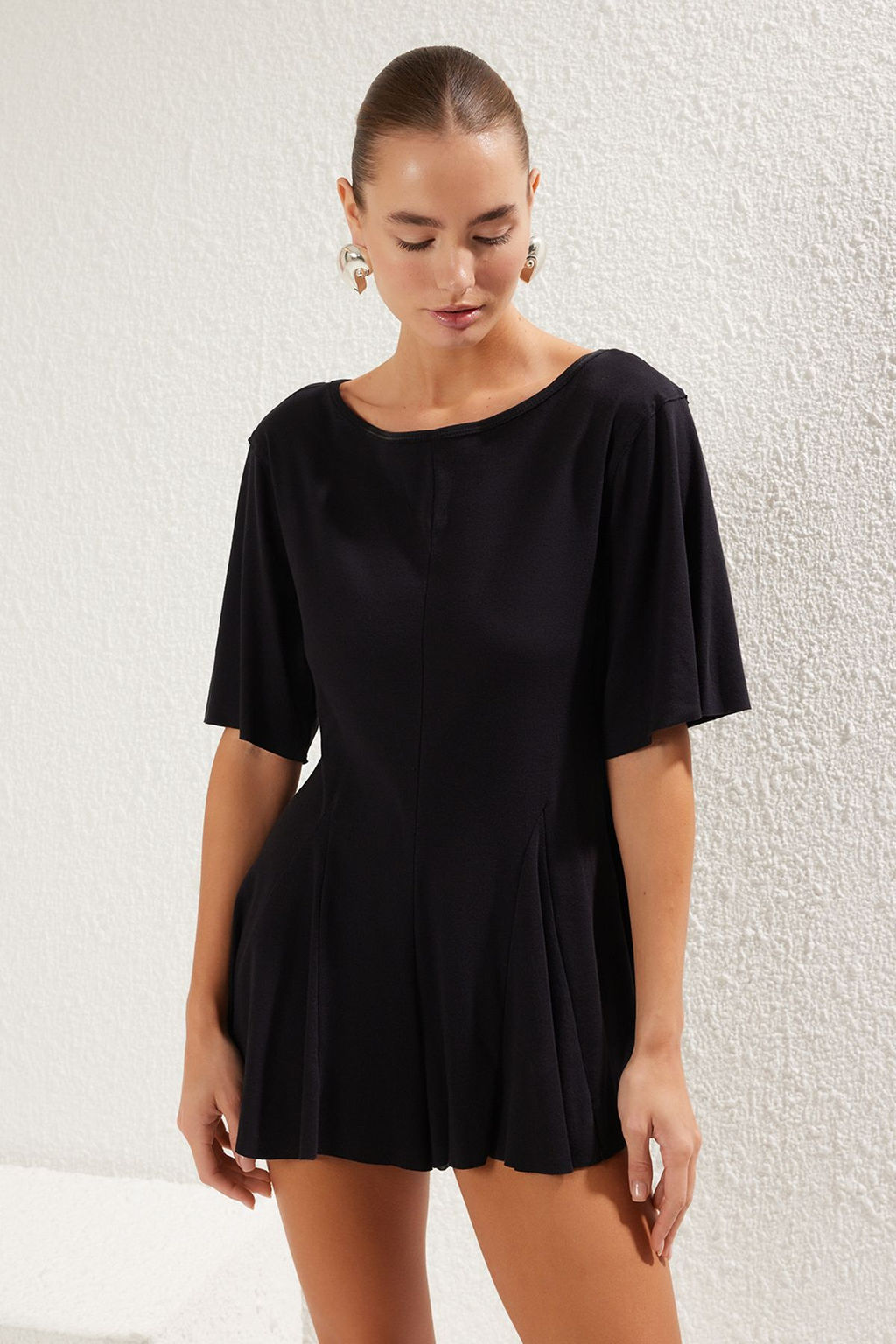 Plaj Giyim Siyah Orme Mini Tulum TBESS25TU00001