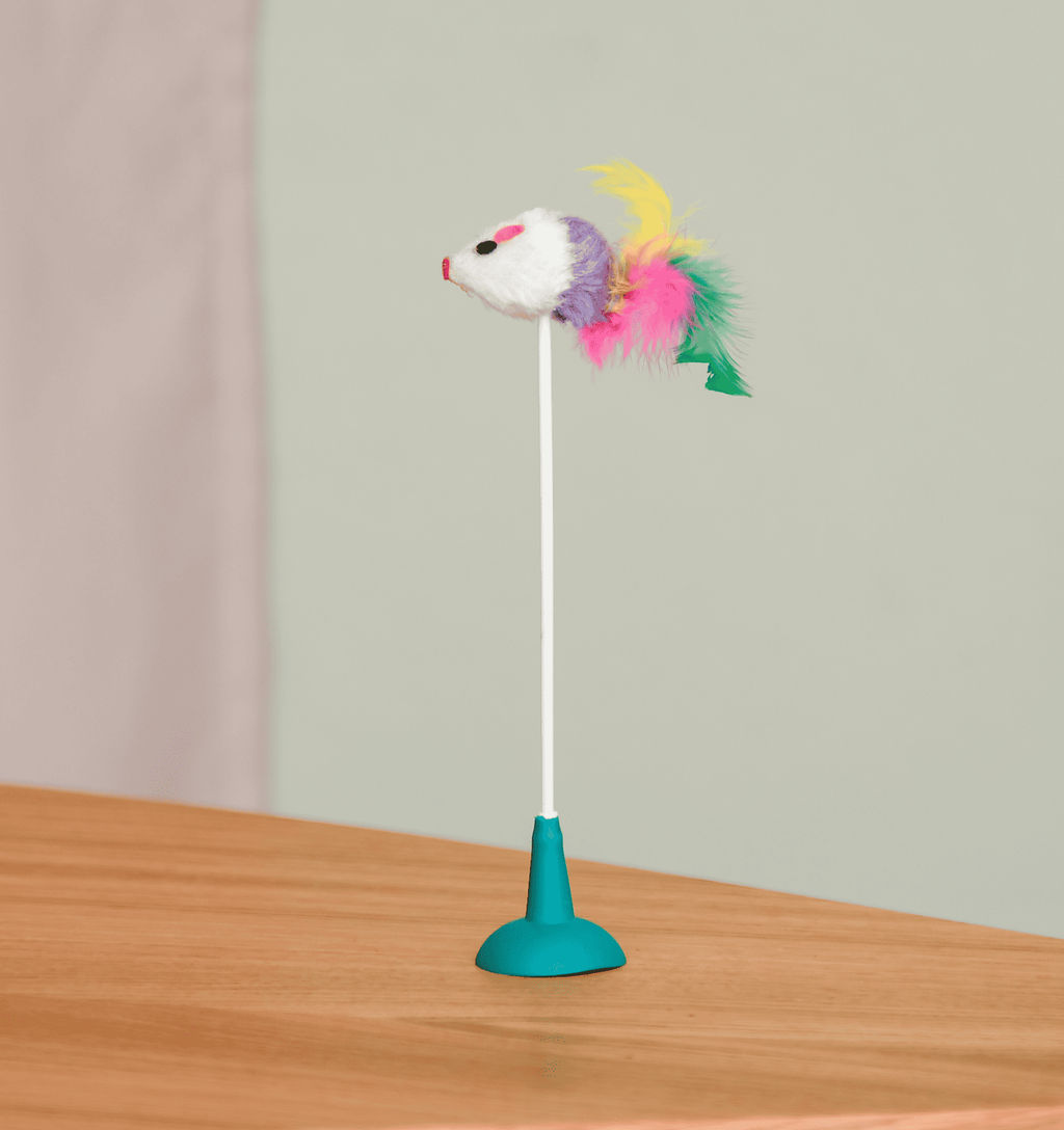 ВВА Игрушка для кошек, мышка на палочке с присоской, 19 см. WPS276