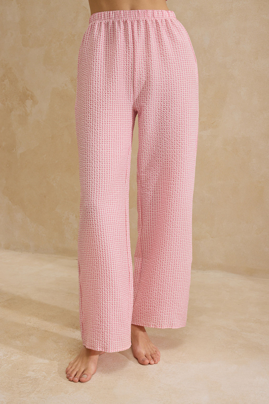 Pembe Ekose / Kareli Gofre Dokuma Pijama Tak?m? THMSS26PT00002 - Trendyolmilla фото 6