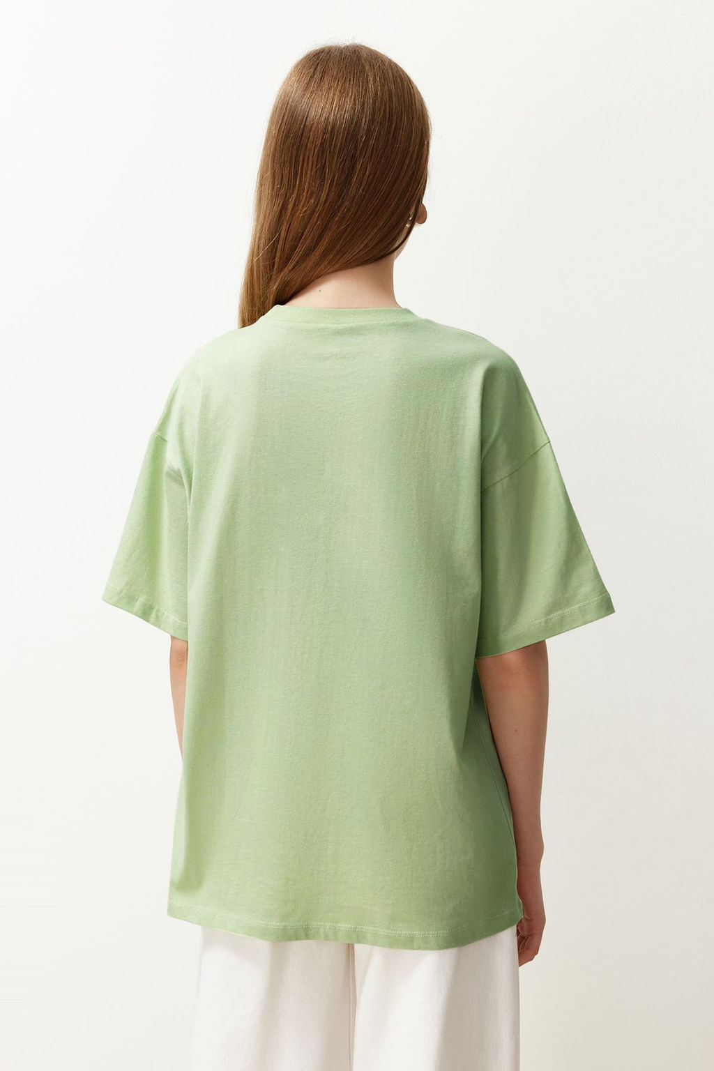 Mint %100 Pamuk Bisiklet Yaka Oversize/Genis Kal?p Orme T-Shirt TWOSS20TS0134