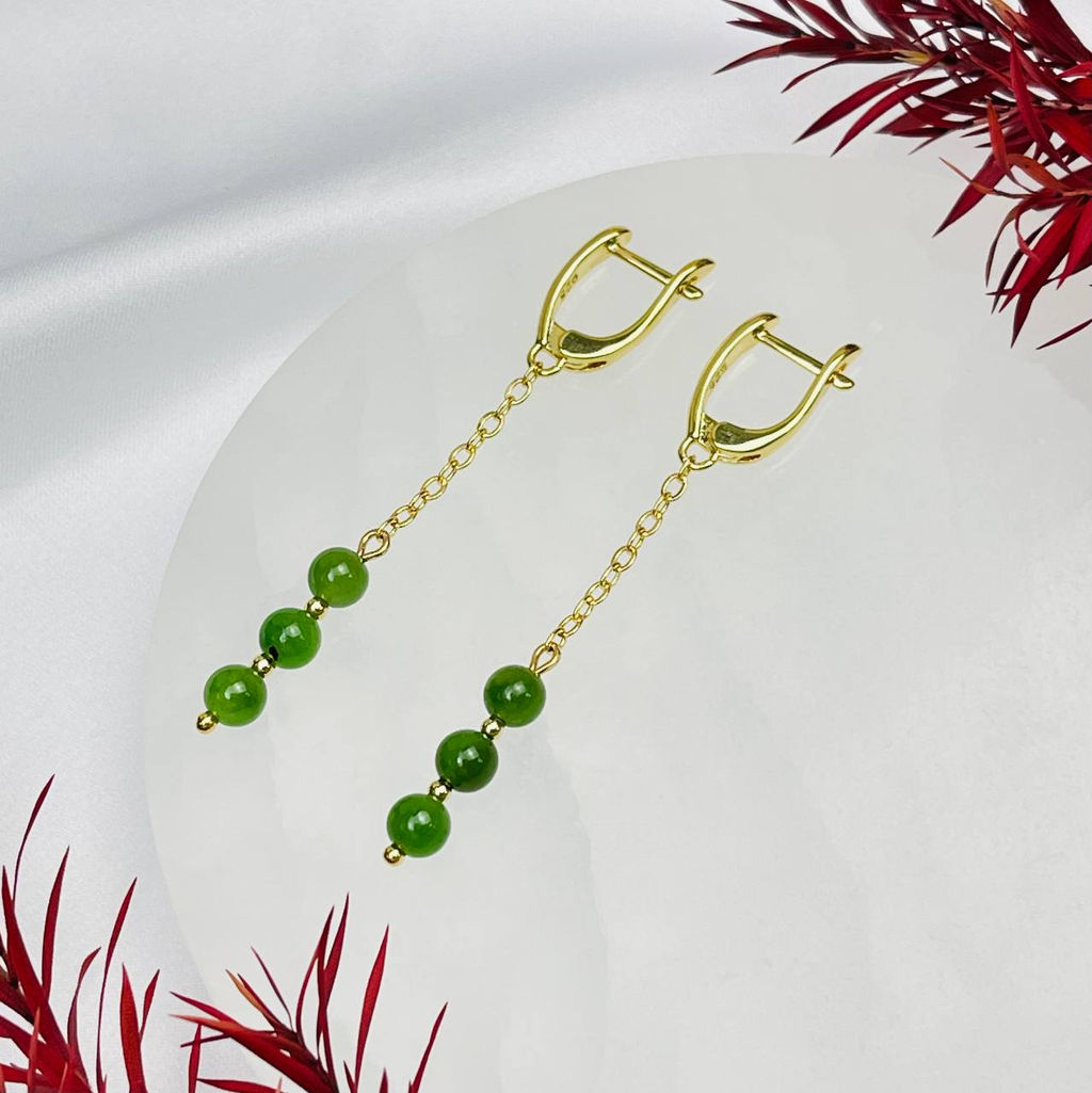 Серьги на цепочке из Нефрита