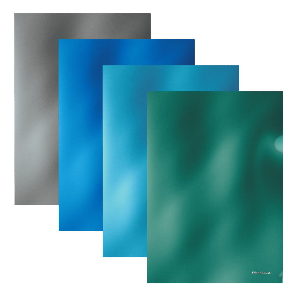 Цена за 5 шт.Папка-уголок ErichKrause Glossy Ice Metallic А4 непрозрачный пластик 180 мкм ассорти