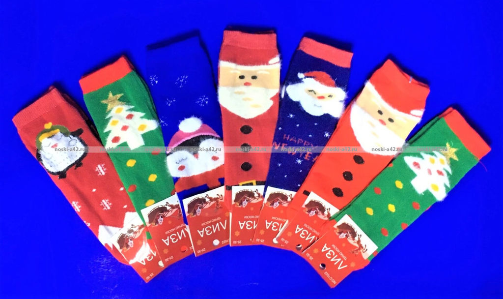 Цена за 10 пар.Лиза термоноски детские внутри махра Новогодние арт. 5330