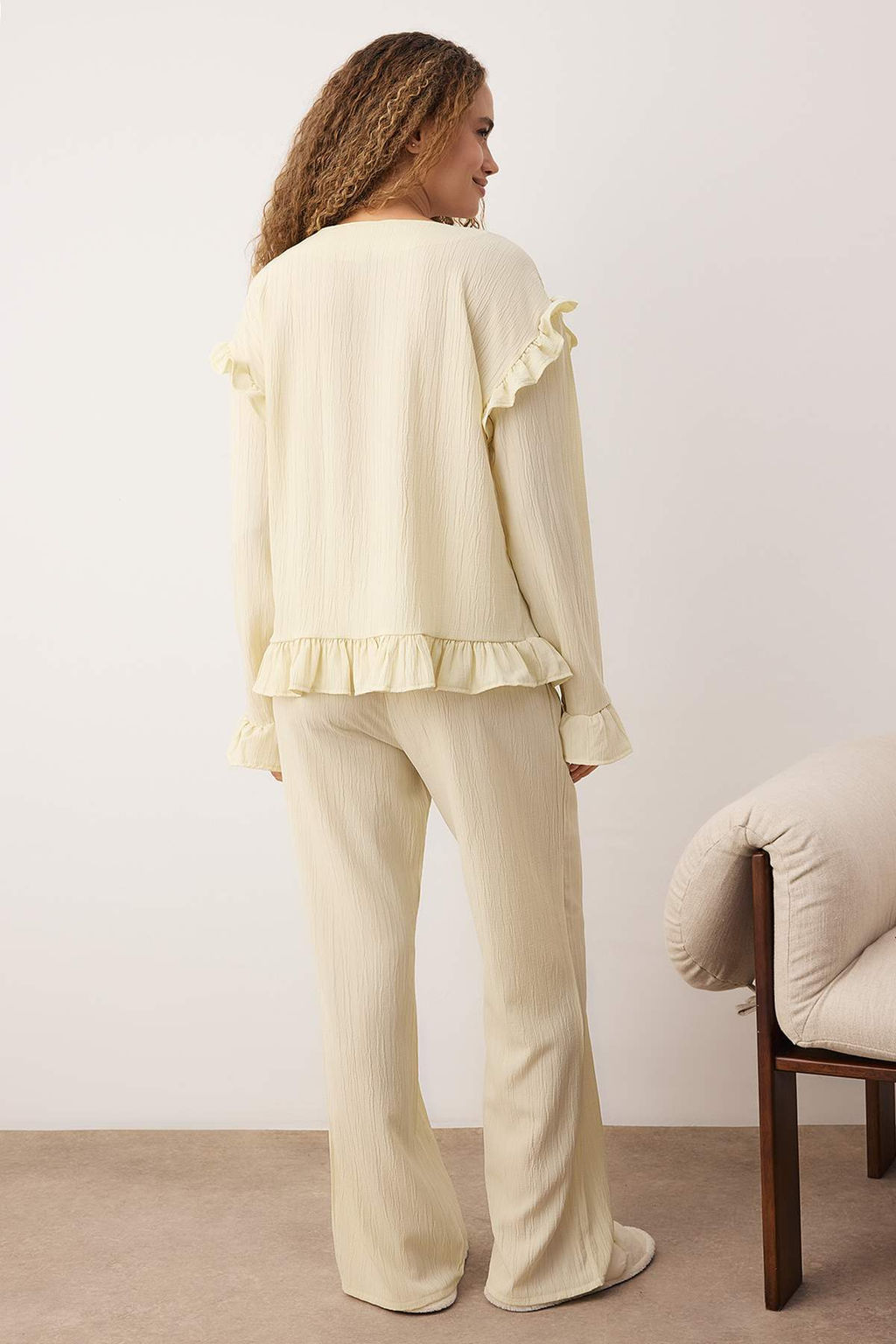 Tas Duz Crinkle Dokuma Pijama Tak?m? THMAW26PT00102 - Trendyolmilla фото 4