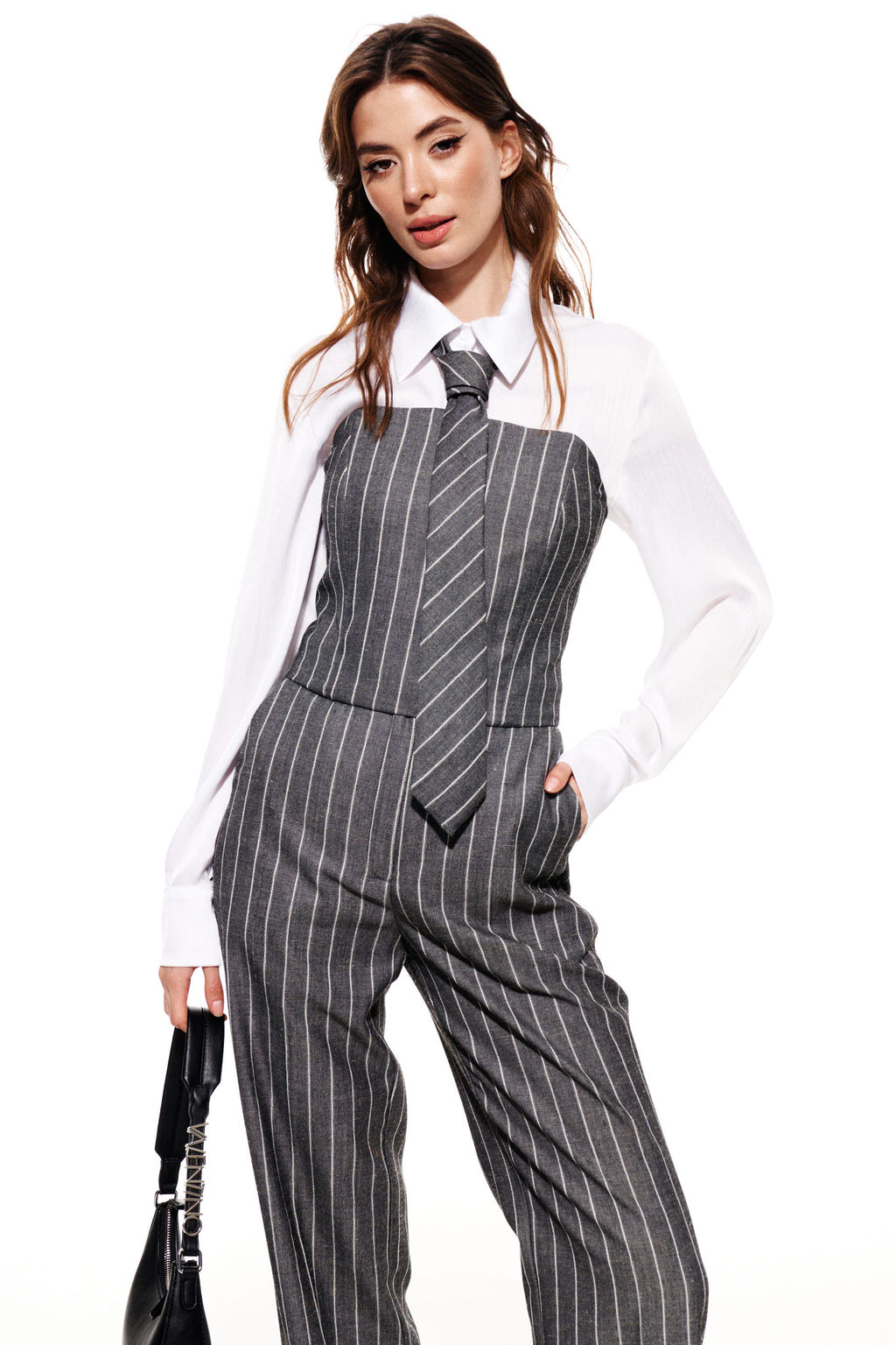 Костюм трехпредметный (блузка+брюки+галстук) - Elletto фото 16