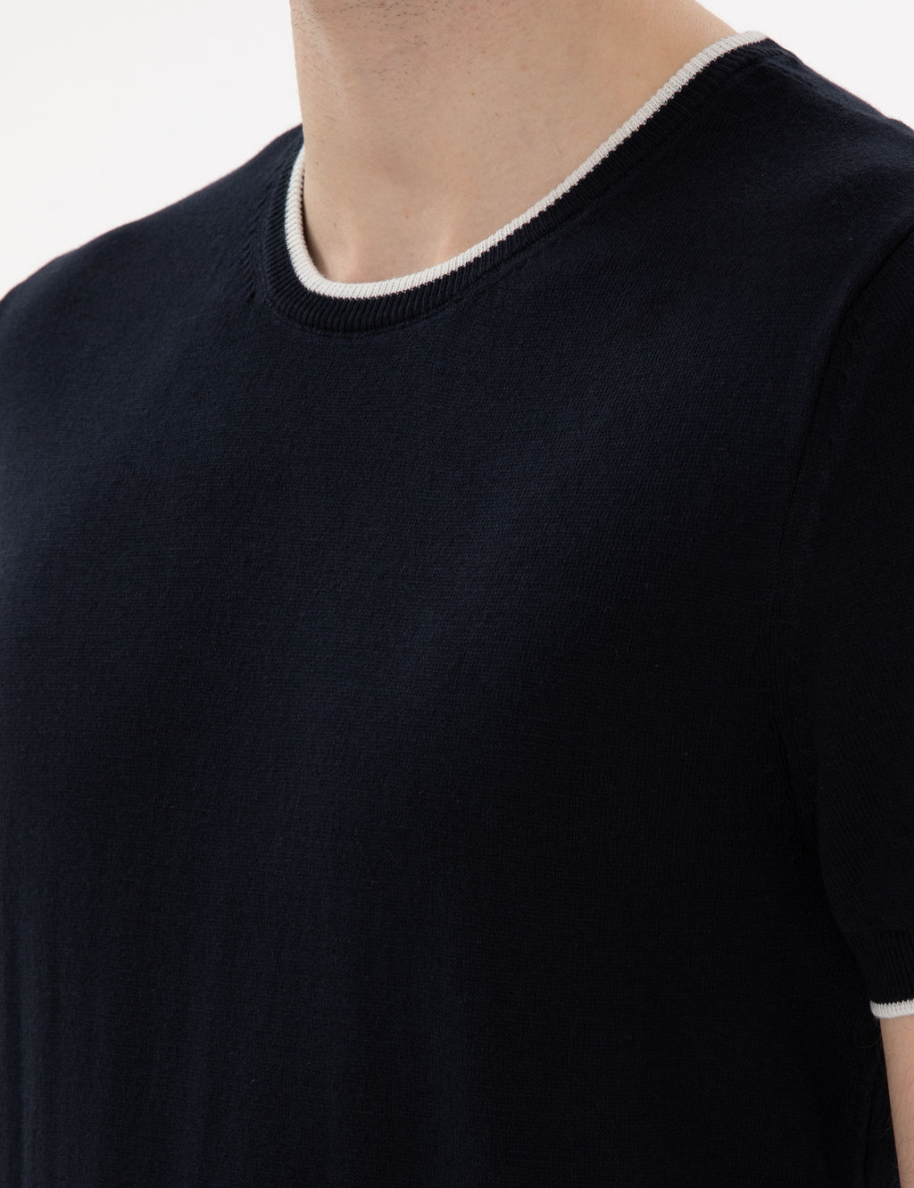 Lacivert Slim Fit Bisiklet Yaka Triko Ti__rt