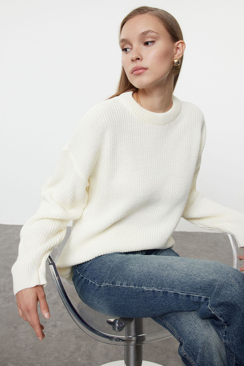 Bordo Genis Kal?p Fitilli Yumusak Dokulu Triko Kazak TWOAW25KZ00342 - Trendyolmilla фото 20