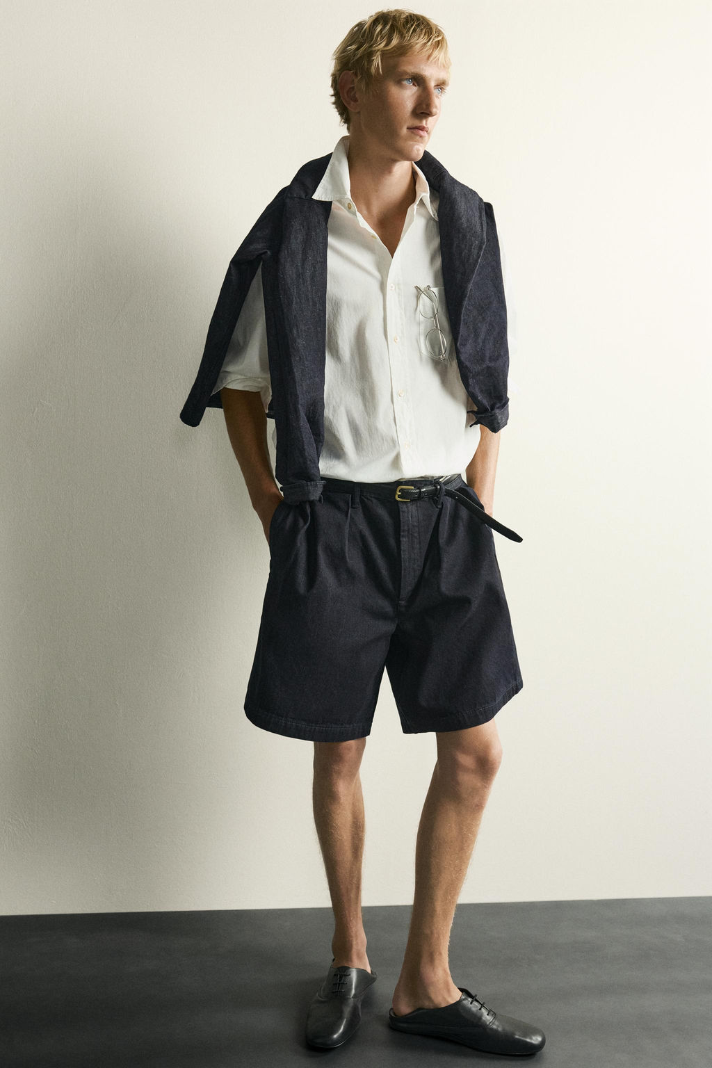 BERMUDA CHINO DENIM RELAXED FIT PLIEGUES / ?ndigo - Zara фото 5