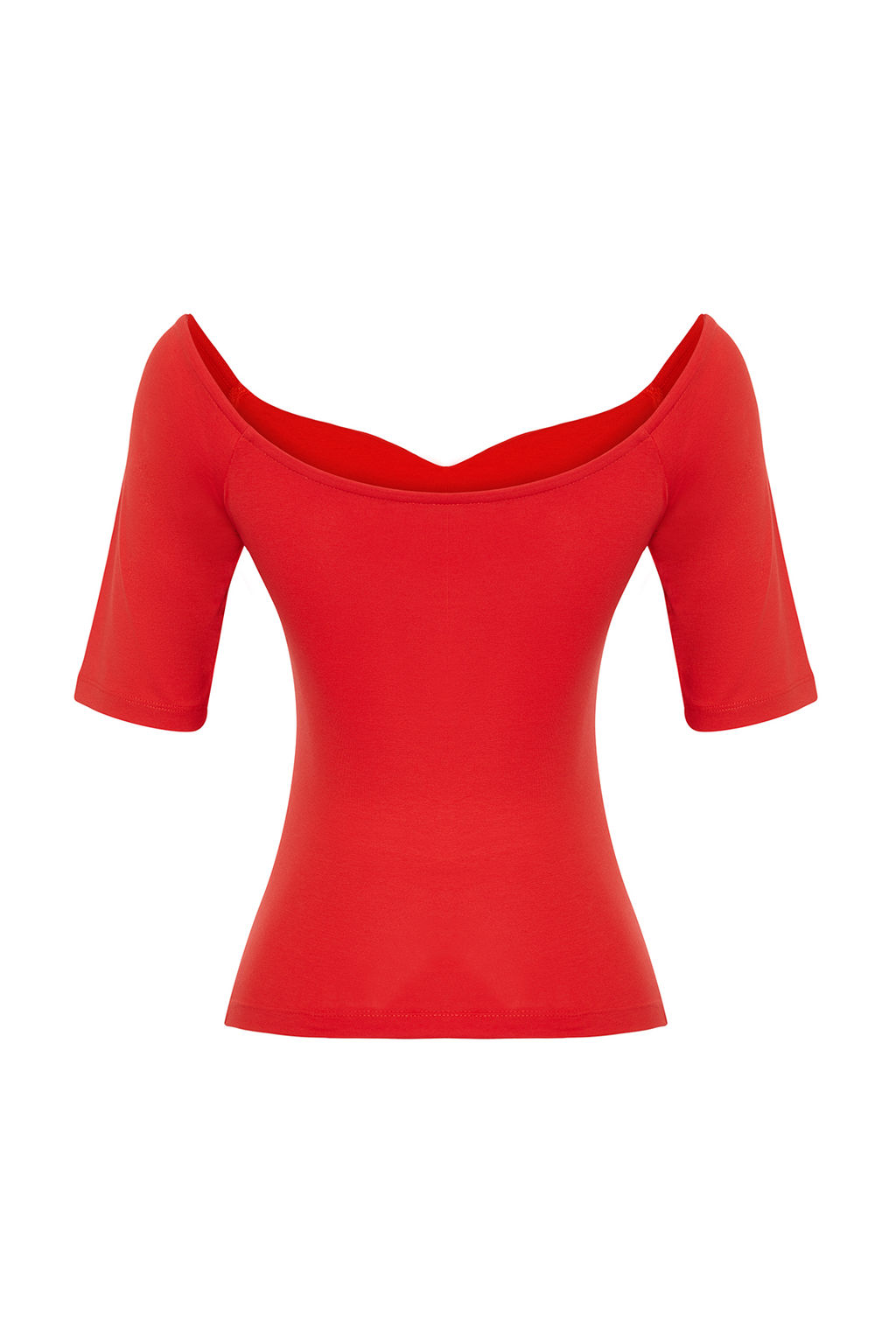 Nar Cicegi Kalp Yaka K?sa Kollu Regular/Normal Kal?p Bluz TWOSS24BZ00561