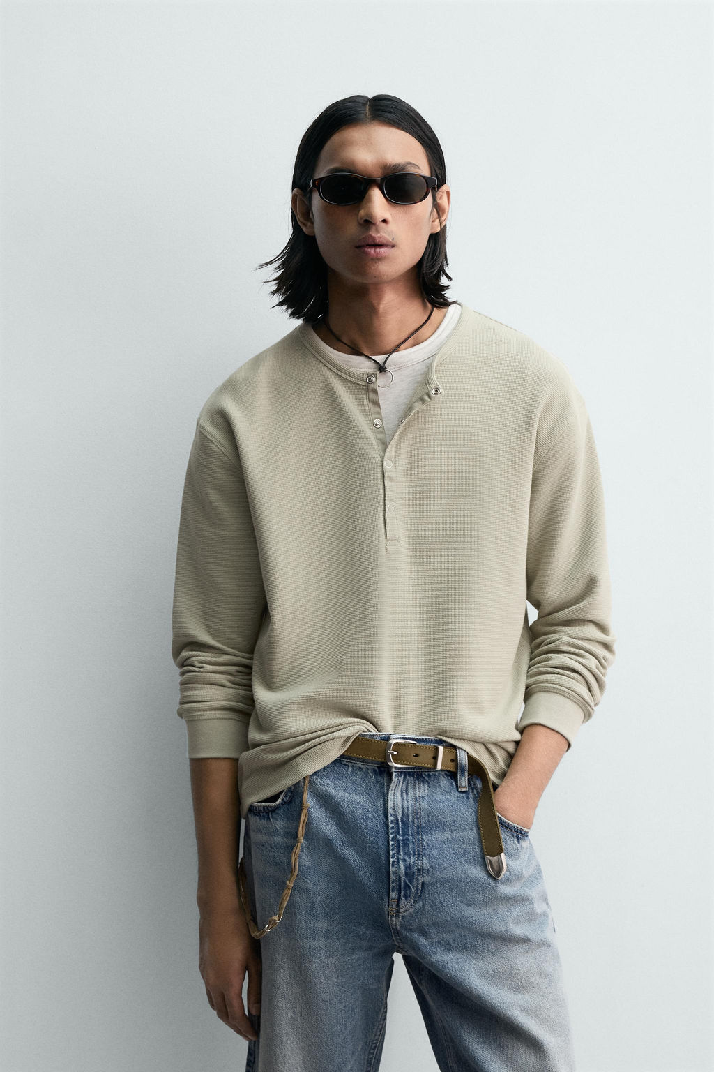 CAMISETA CUELLO PANADERO WAFFLE LIMITED EDITION / Crudo medio - Zara фото 2