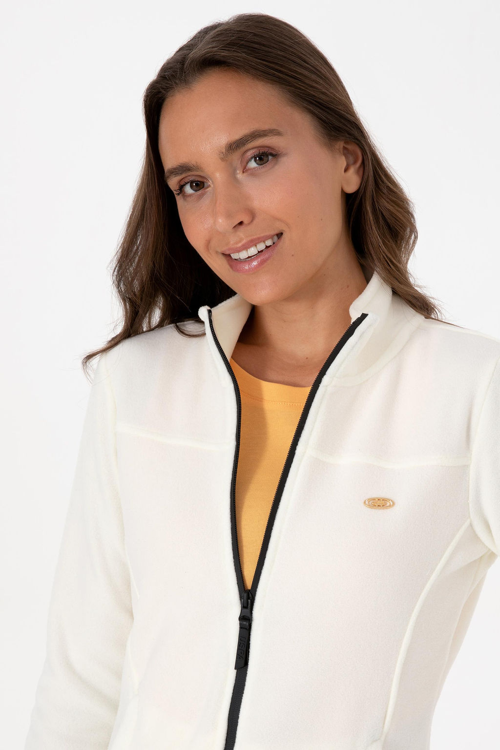Kad_n Krem Fermuarl_ Dik Yaka Polar Sweatshirt - U.s. polo assn фото 2