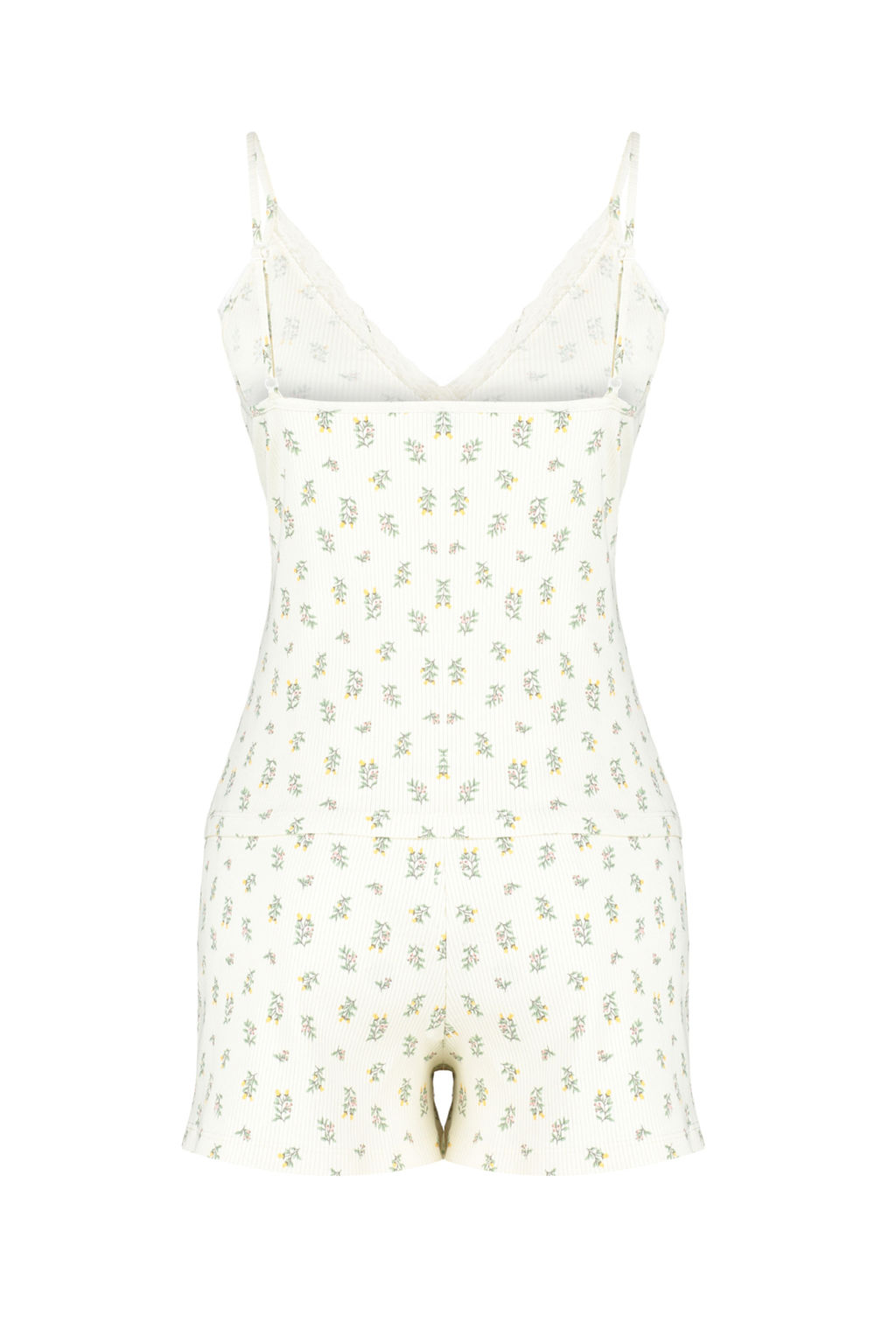 Trendyolmilla Ekru %100 Pamuklu Cicekli Dantelli Ip Ask?l? Fitilli Sortlu Orme Pijama Tak?m? THMSS24PT00062  фото 13