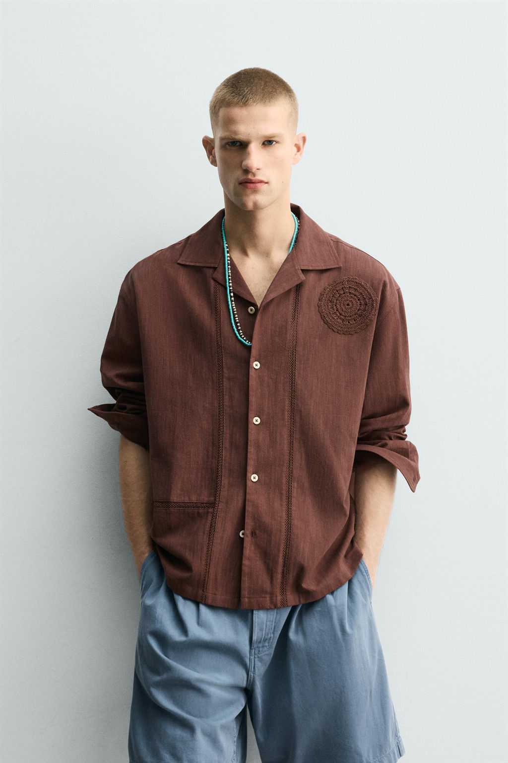 CAMISA CROCHET GEOM?TRICO / Granate - Zara фото 2
