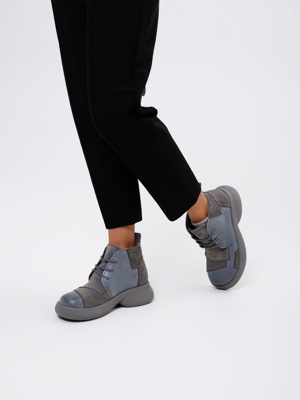 Ботинки EDART 305.927gr. Серая вакса+серый замок замша/мех фото 10