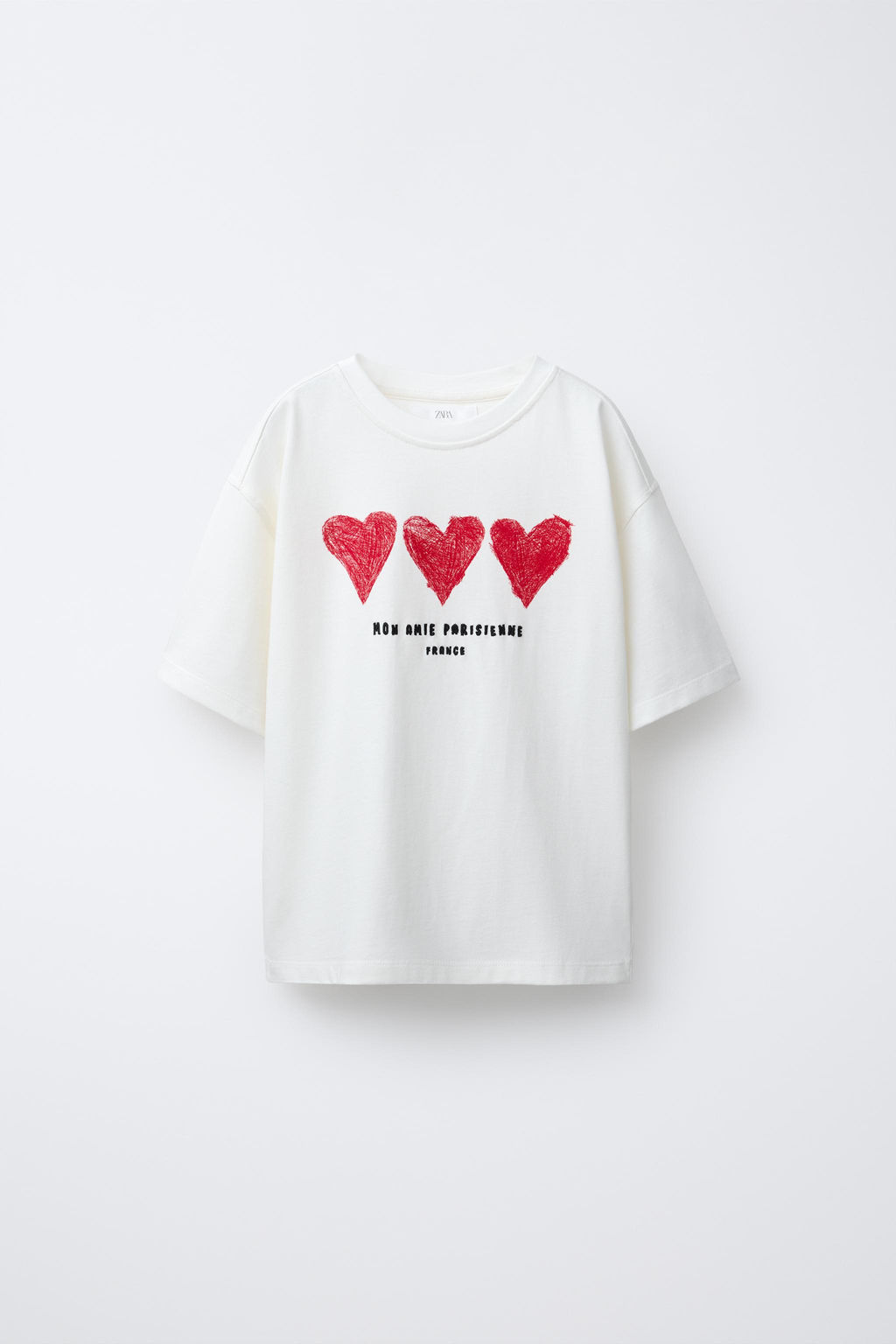 HEART T-SHIRT WITH EMBROIDERED TEXT