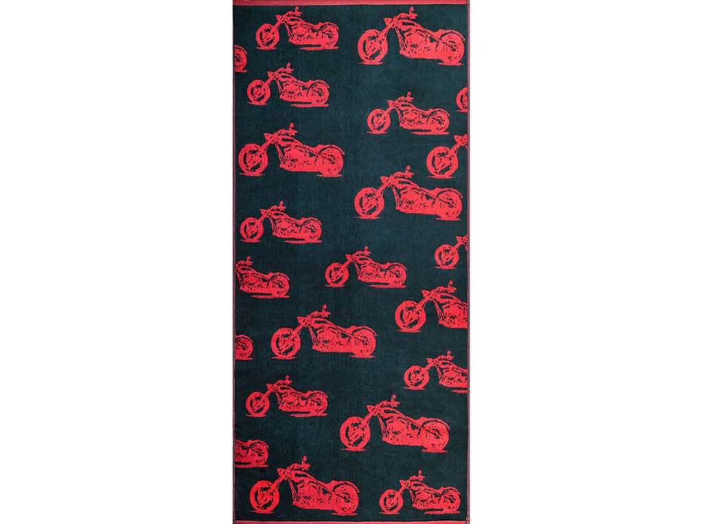 Полотенце махровое 6с102.411ж1 Мото-паттерн(т.зеленый1) 67х150см