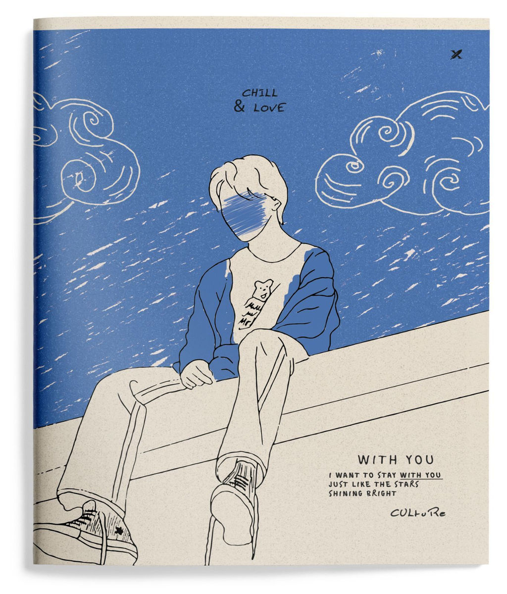 Тетрадь 48 л. А5 клетка, на скрепке, офсет LOREX BLUE MELANCHOLIA мелованный картон, двойная обложка, запечатка форзаца, soft touch - Buro фото 7