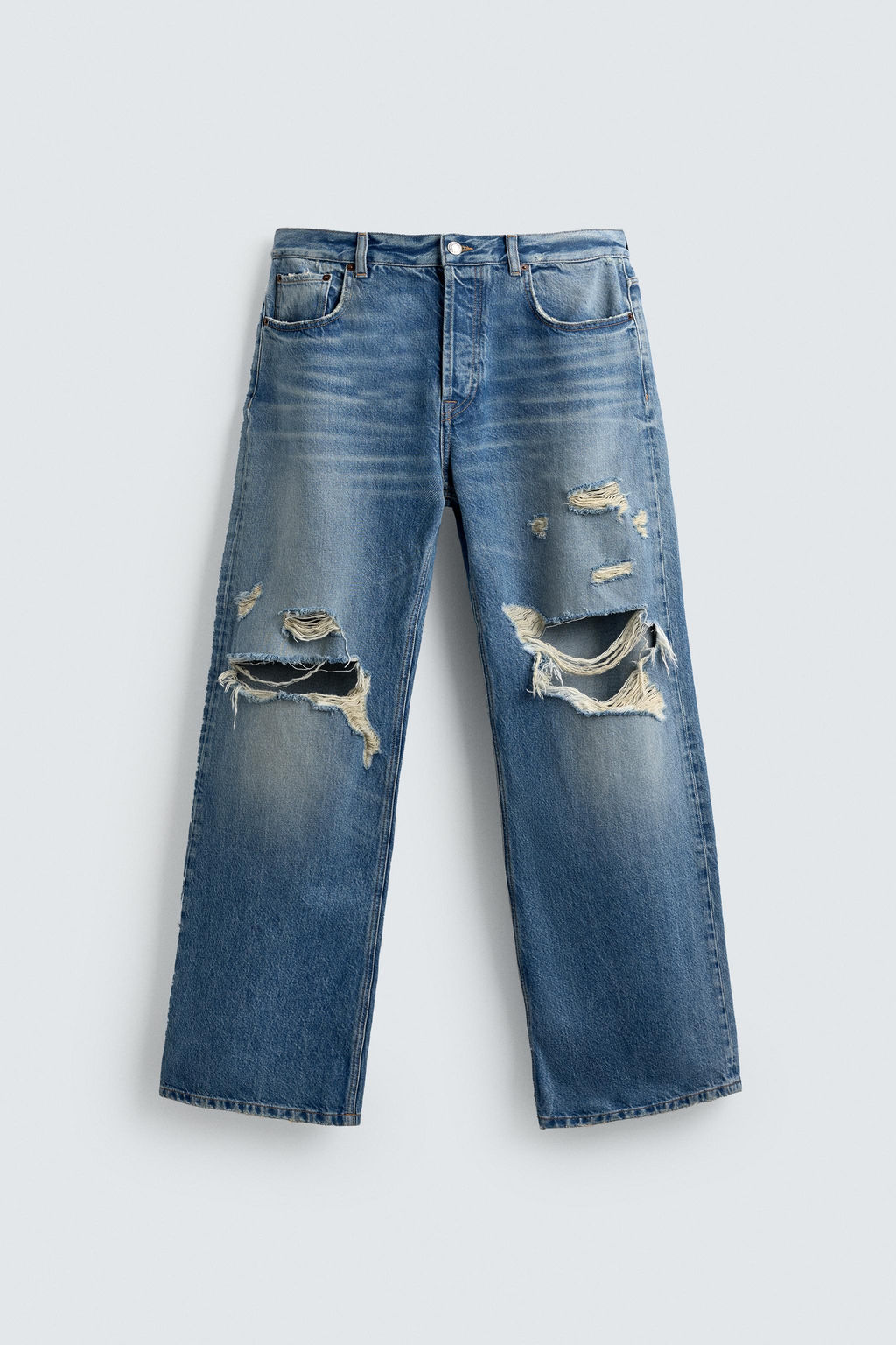 RIPPED RELAXED FIT JEANS - Zara фото 7