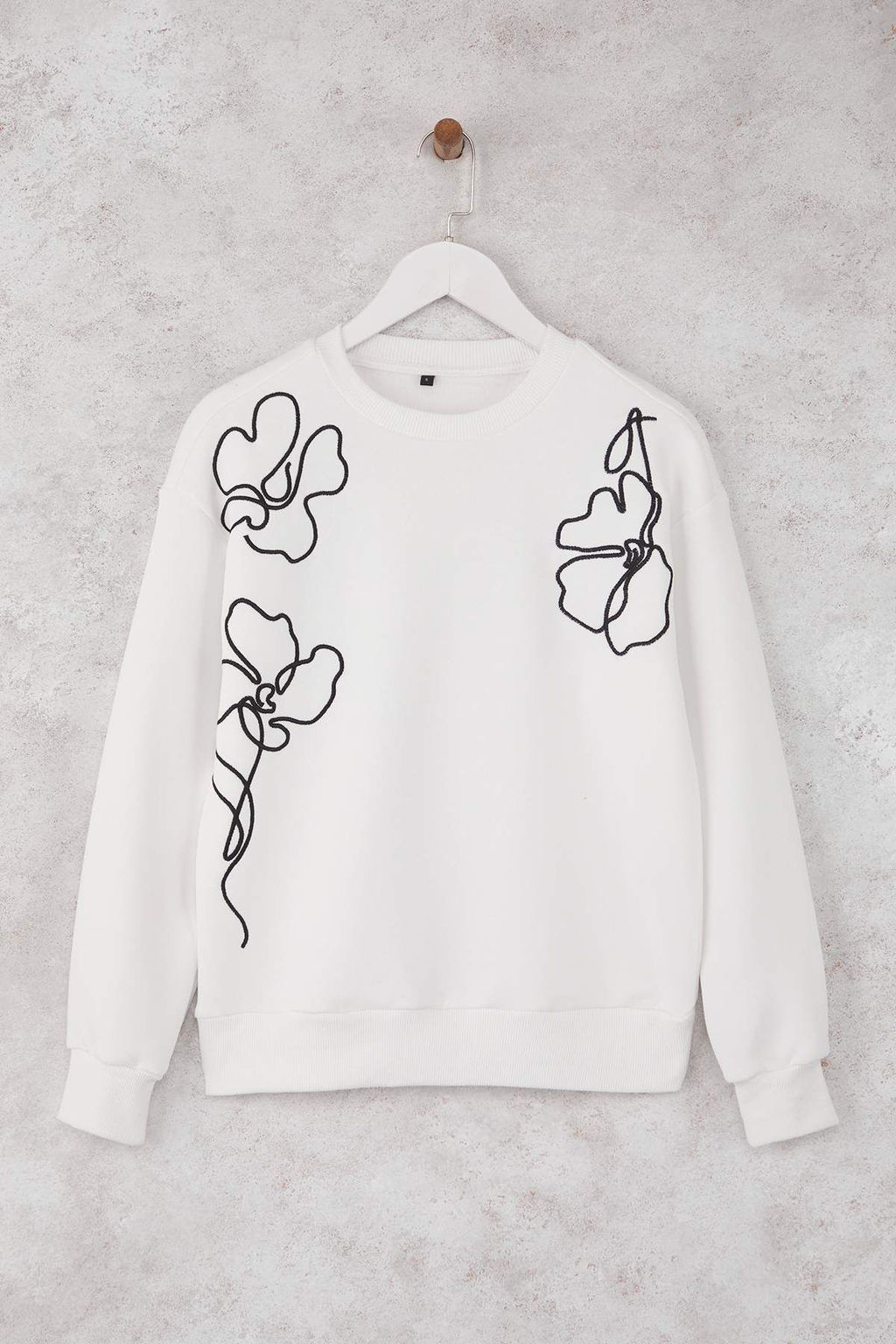 Ekru Orme Nak?sl? Oversize/Genis Kal?p Sweatshirt TWOAW26SW00052