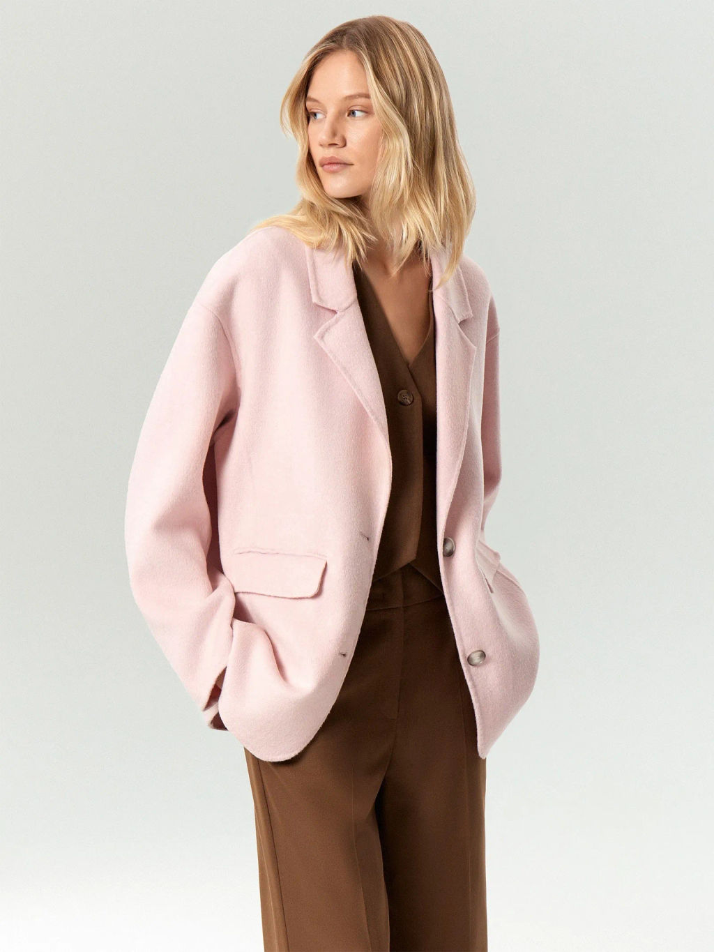 Полупальто из шерсти, R138/roseate