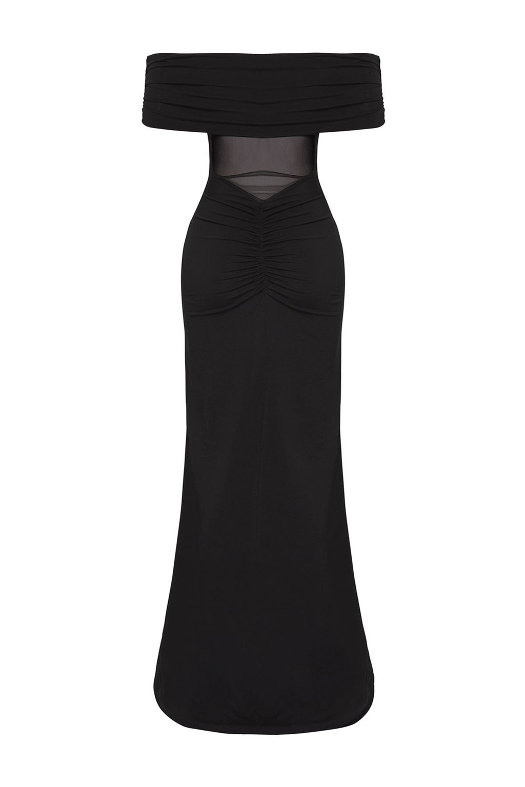 TRENDYOLMILLA Limited Edition Siyah S?rt Transparan Detayl? Orme Abiye Elbise TPRSS25AE00062  фото 5