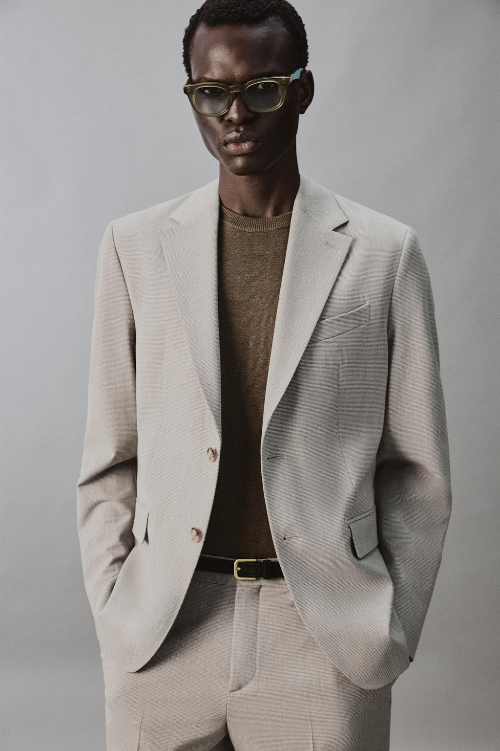 BLAZER REGULAR FIT TRAJE ESTRUCTURA / Beige