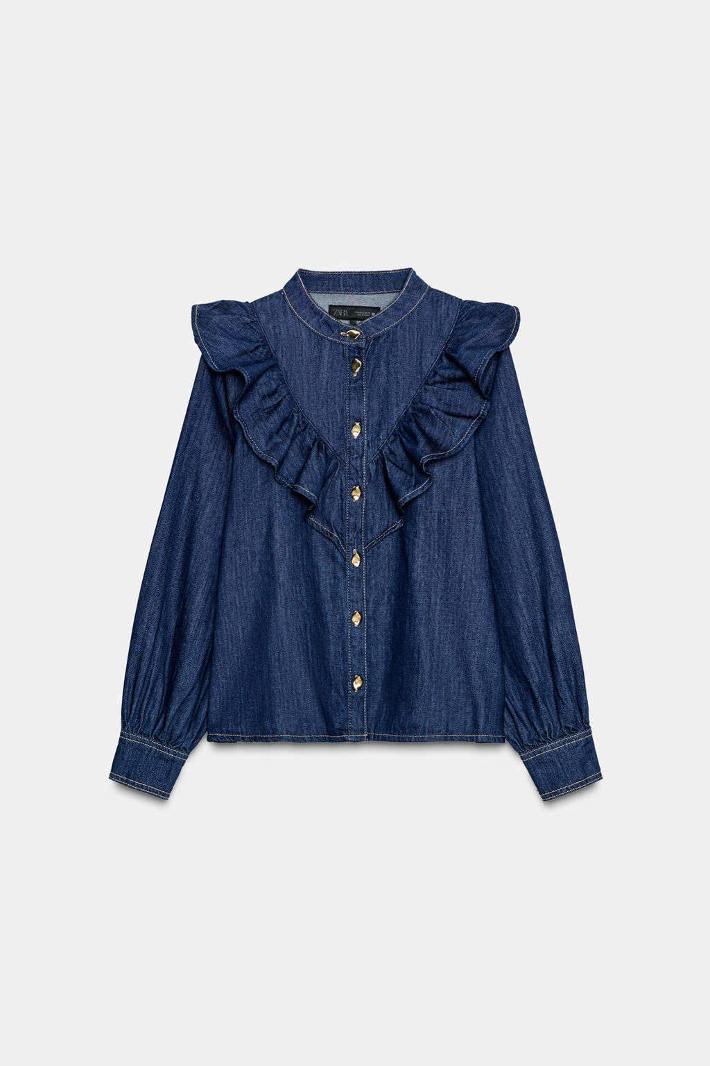 Z1975 DENIM SHIRT WITH RUFFLES - Zara фото 6