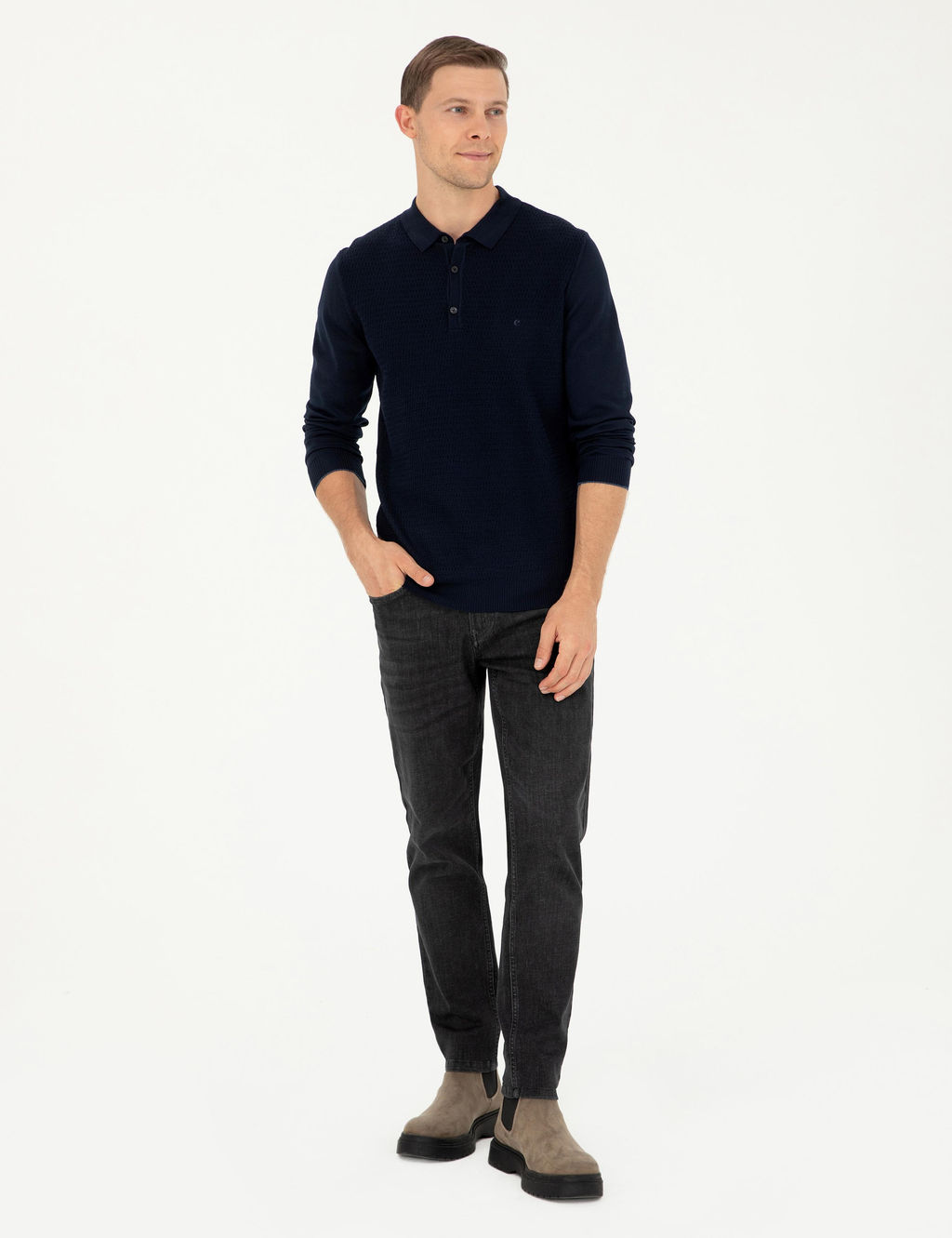 Темно-синий свитер обычного кроя - Cacharel фото 5