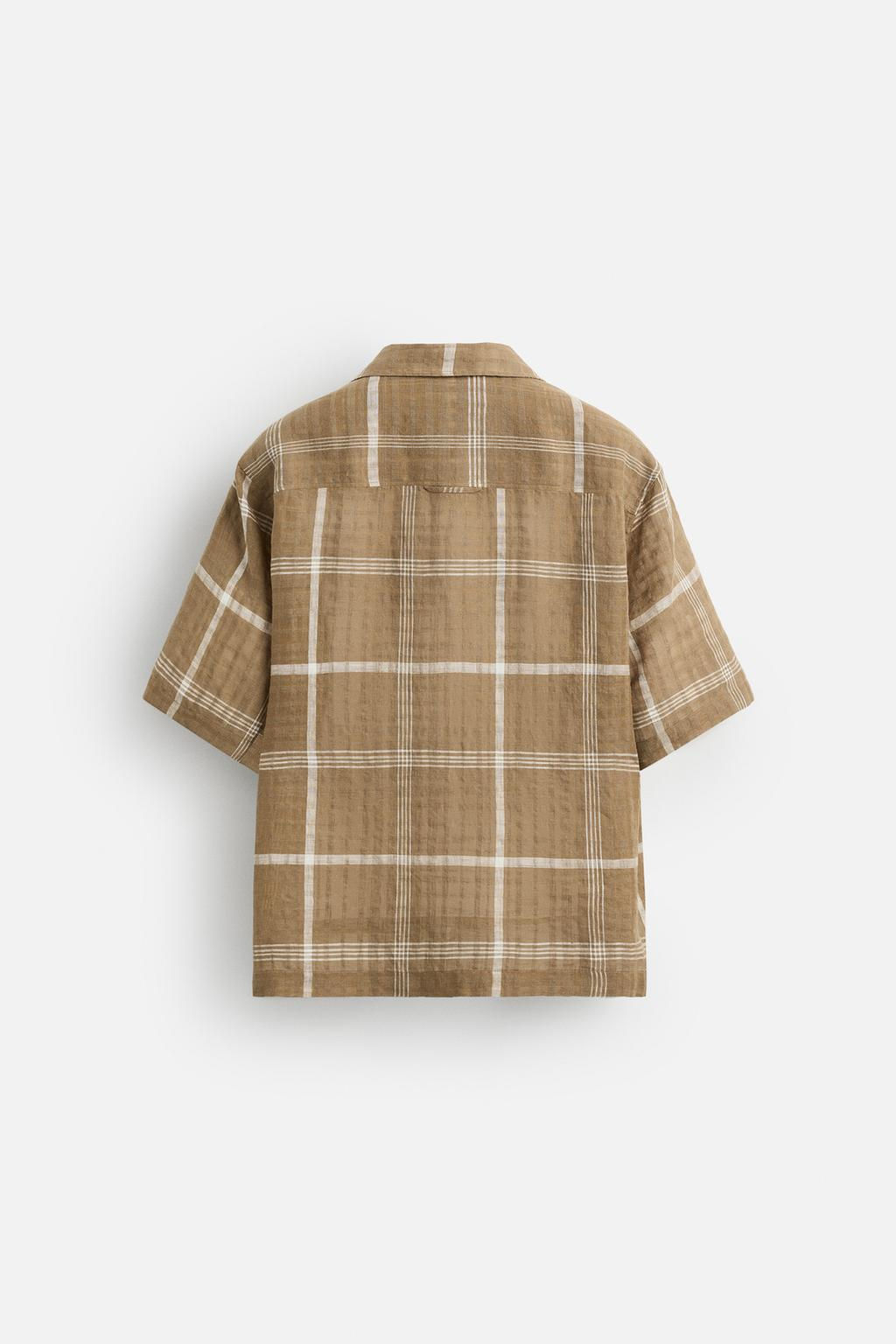 CHECKED LINEN/COTTON SHIRT - Zara фото 8