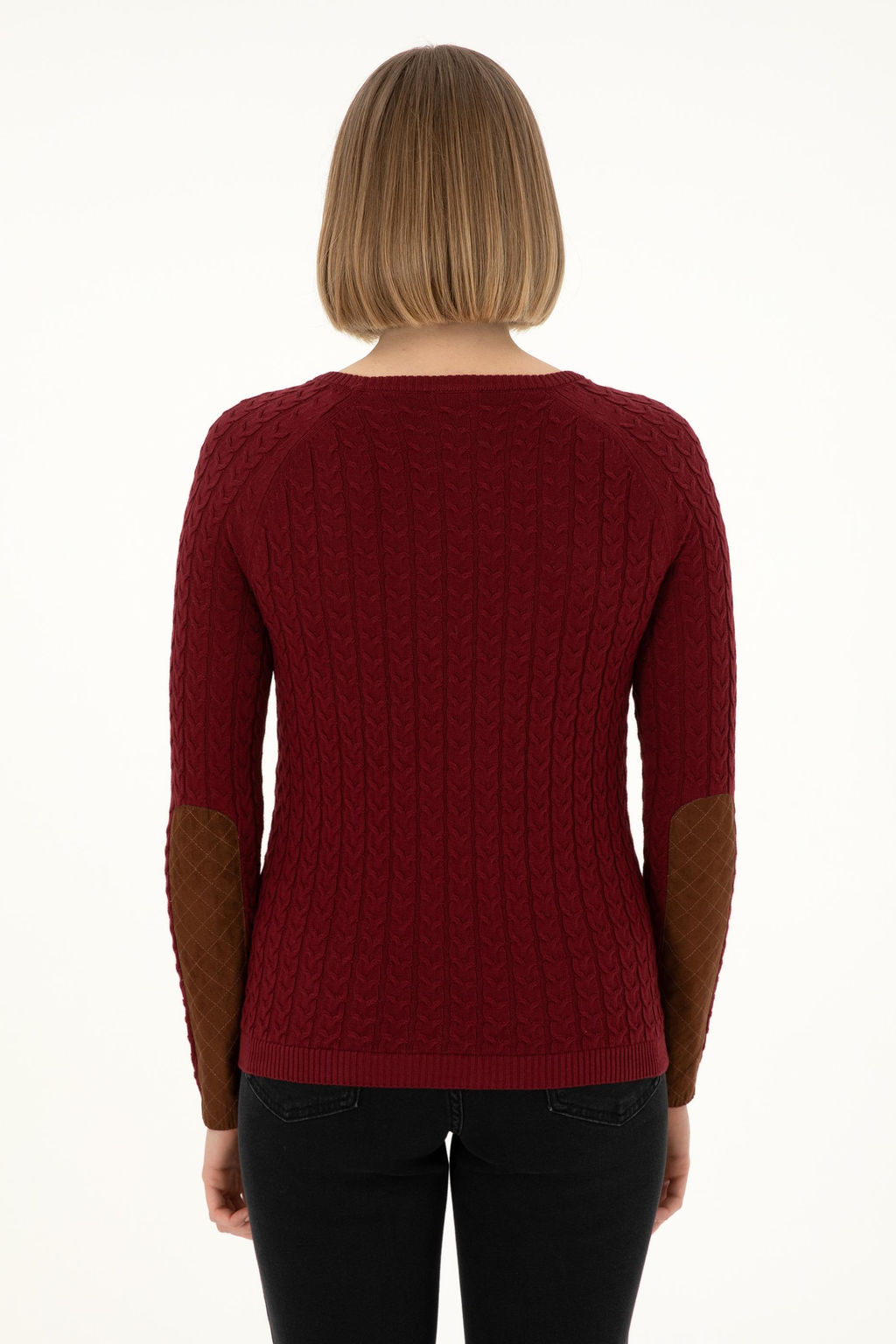 Женский бордово-красный базовый свитер с круглым вырезом Неожиданная скидка в корзине - U.s. polo assn фото 5