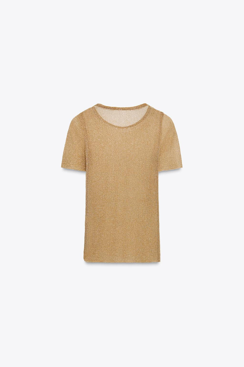 METALLIC SHORT SLEEVE T-SHIRT - Zara фото 6