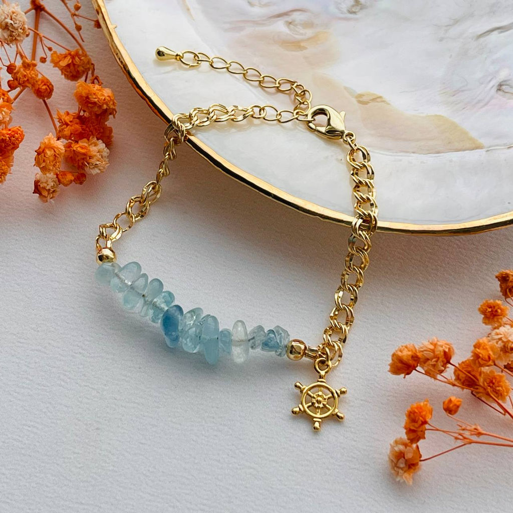 Браслет на цепочке из Аквамарина - Радуга самоцветов фото 5