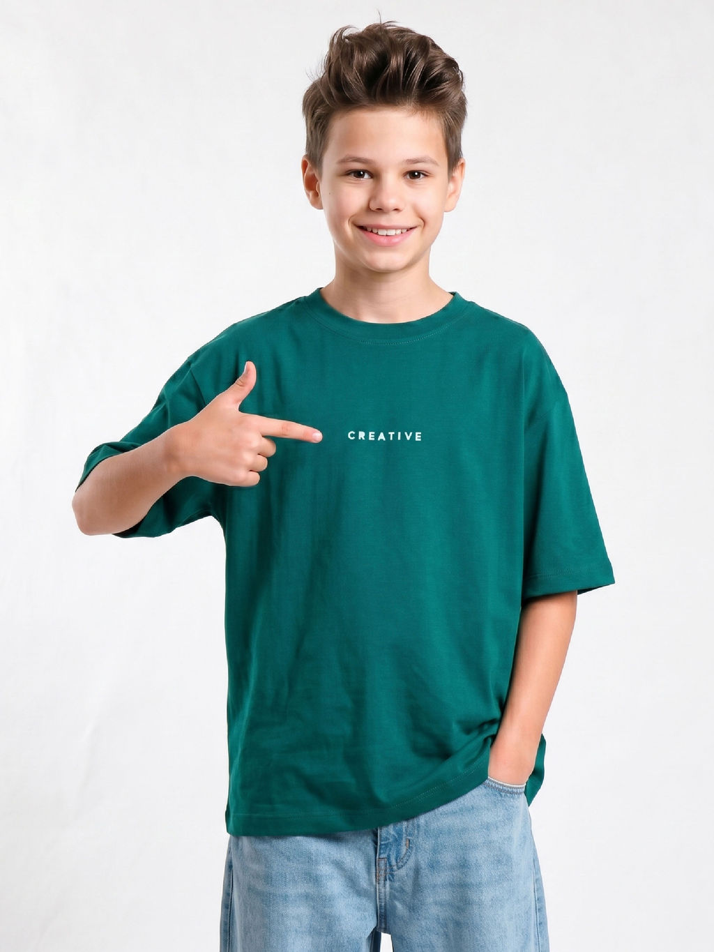Футболка с принтом CREATIVE 22-9029 зеленый - Mini maxi фото 3