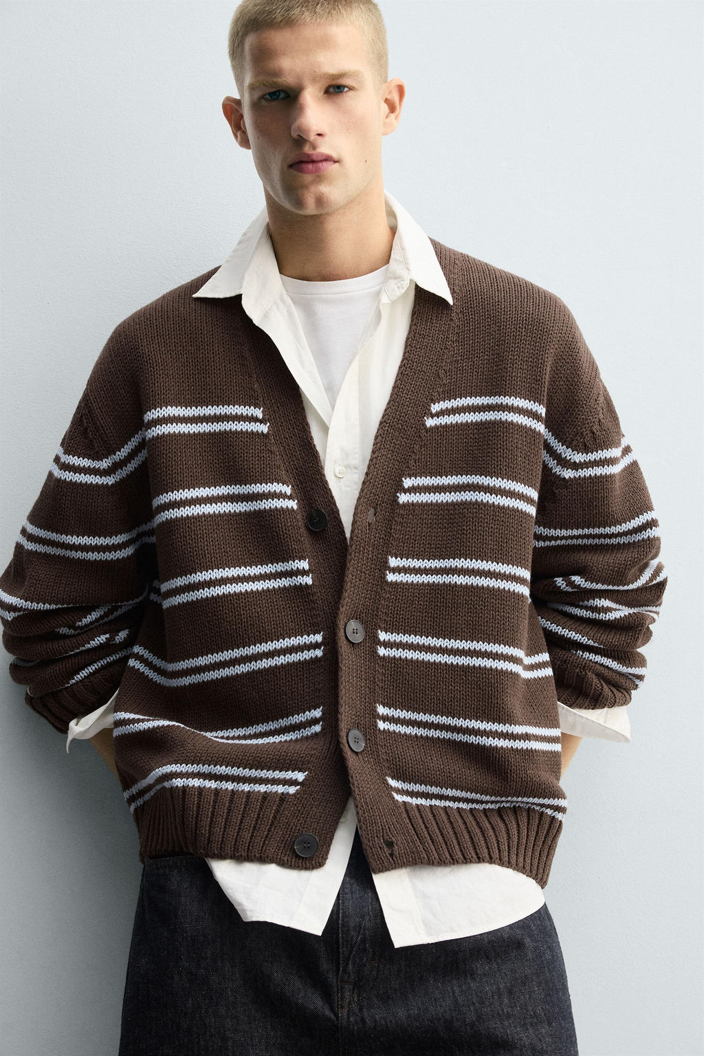 STRIPED JACQUARD CARDIGAN - Zara фото 5