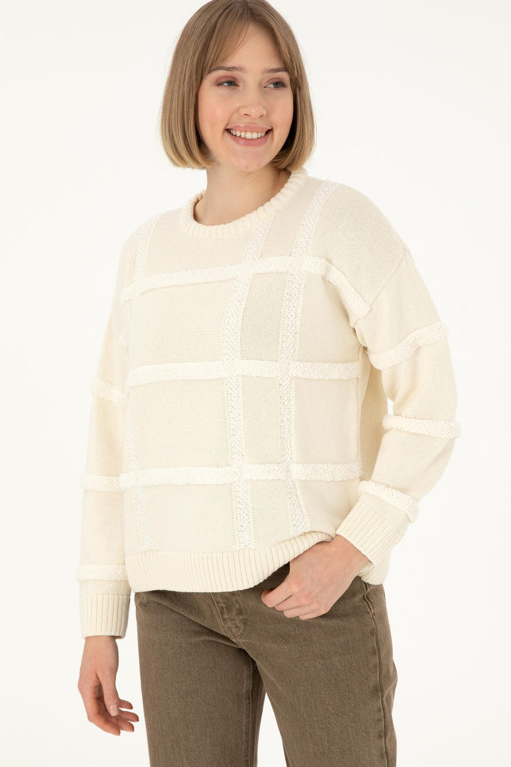 Женский кремовый свитер с круглым вырезом Неожиданная скидка в корзине - U.s. polo assn фото 3