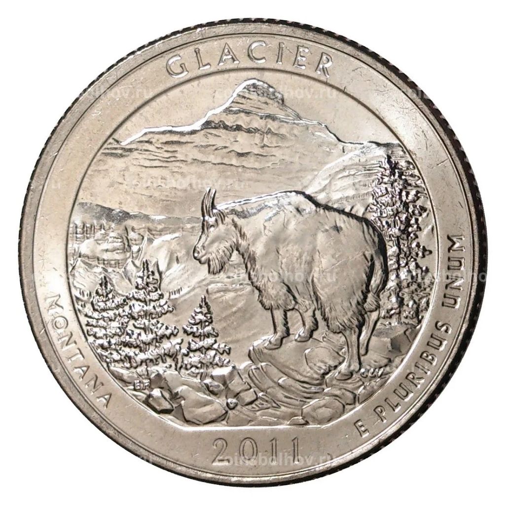25 центов 2011 года P №7 Национальный парк Глейшер