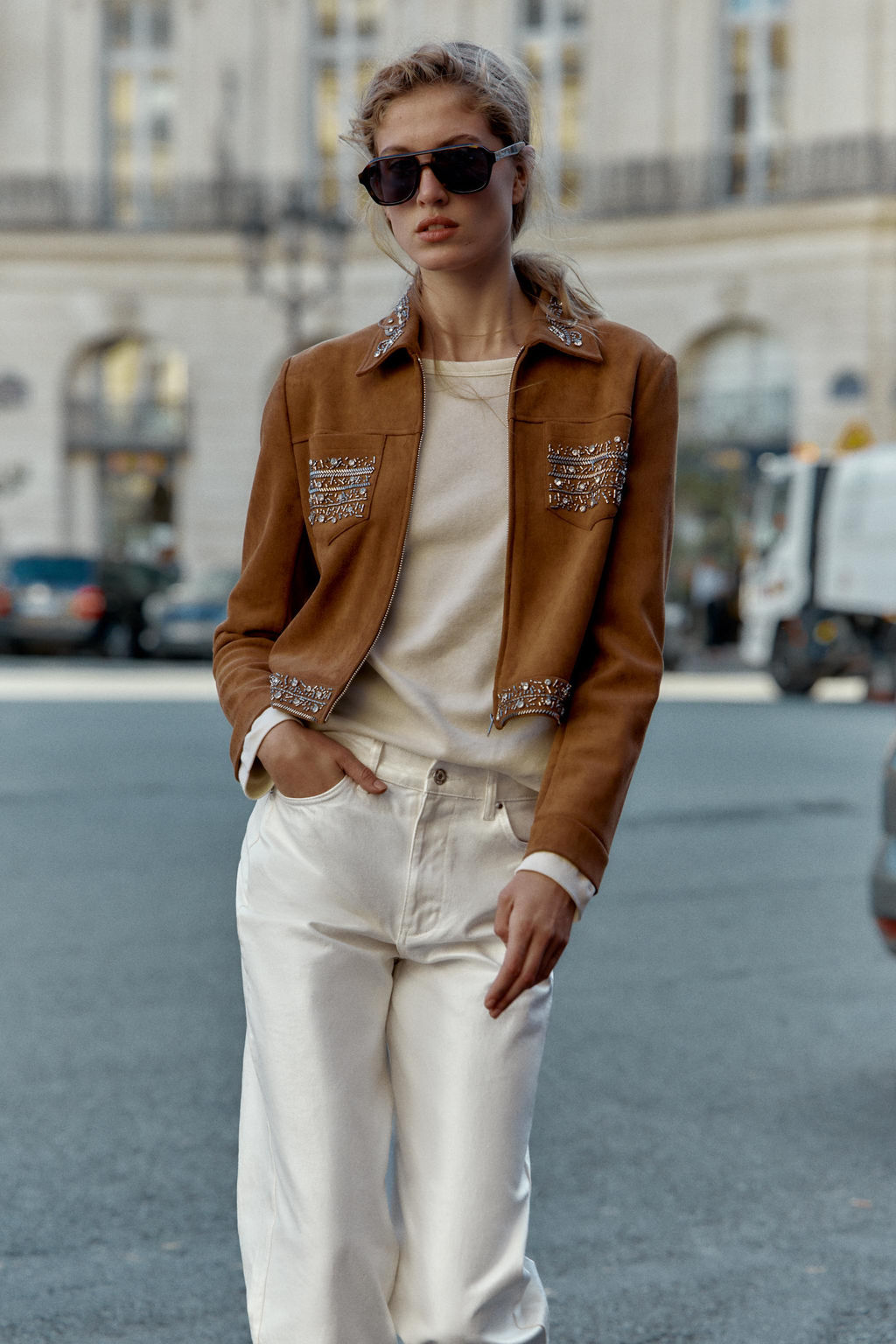 FAUX SUEDE STUDDED JACKET - Zara фото 3