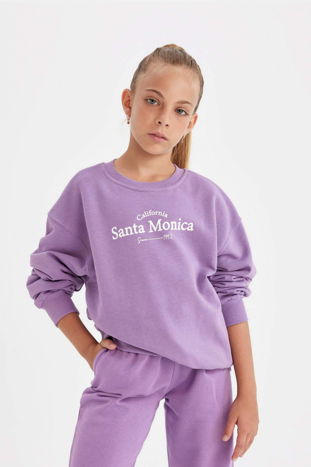 K?z Cocuk Bisiklet Yaka Bask?l? Okul Sweatshirt - Defacto фото 2