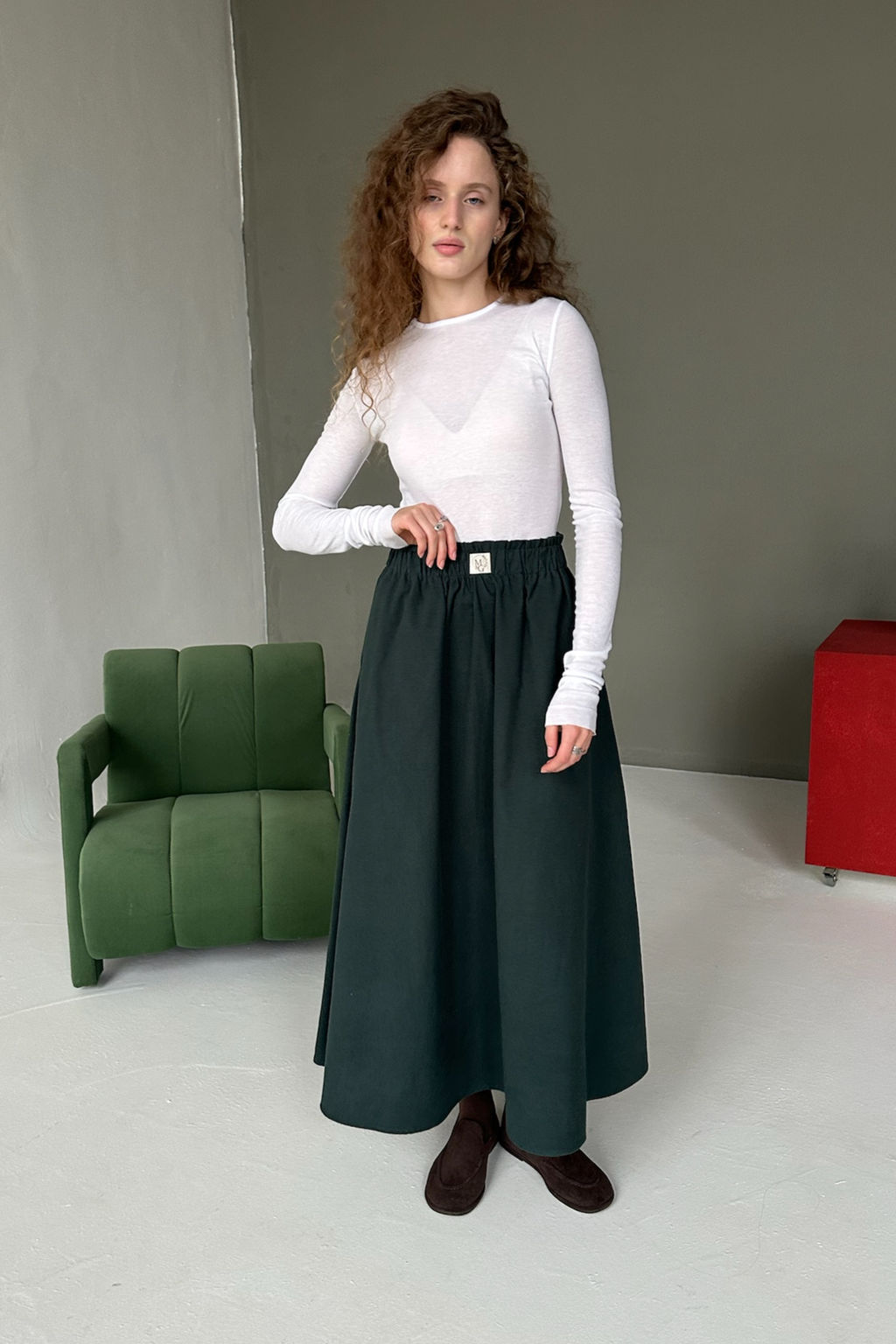 Юбка женская NATURE087/03/Темно-зеленый