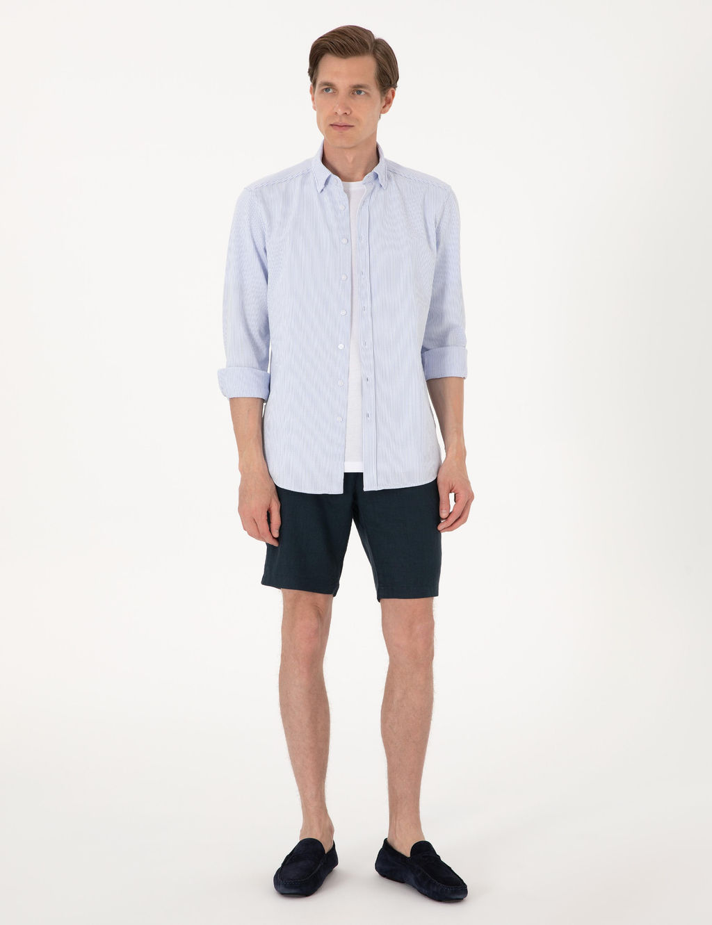 Lacivert Slim Fit %100 Keten Dokuma _ort - Pierre cardin фото 3
