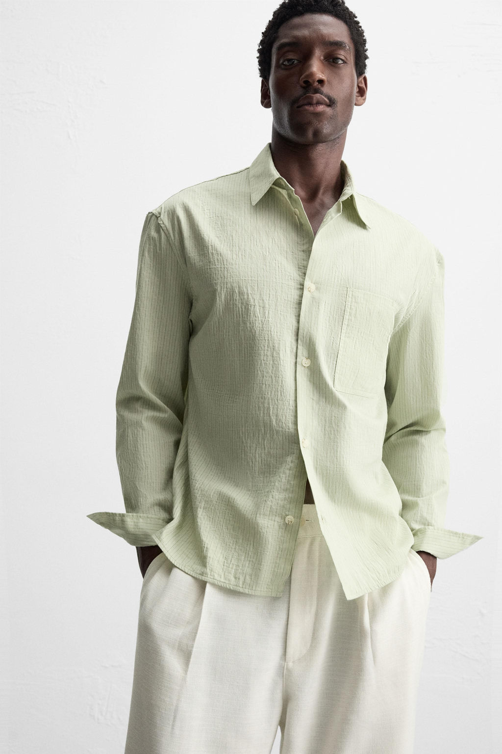 TEXTURED STRIPE SHIRT - Zara фото 14