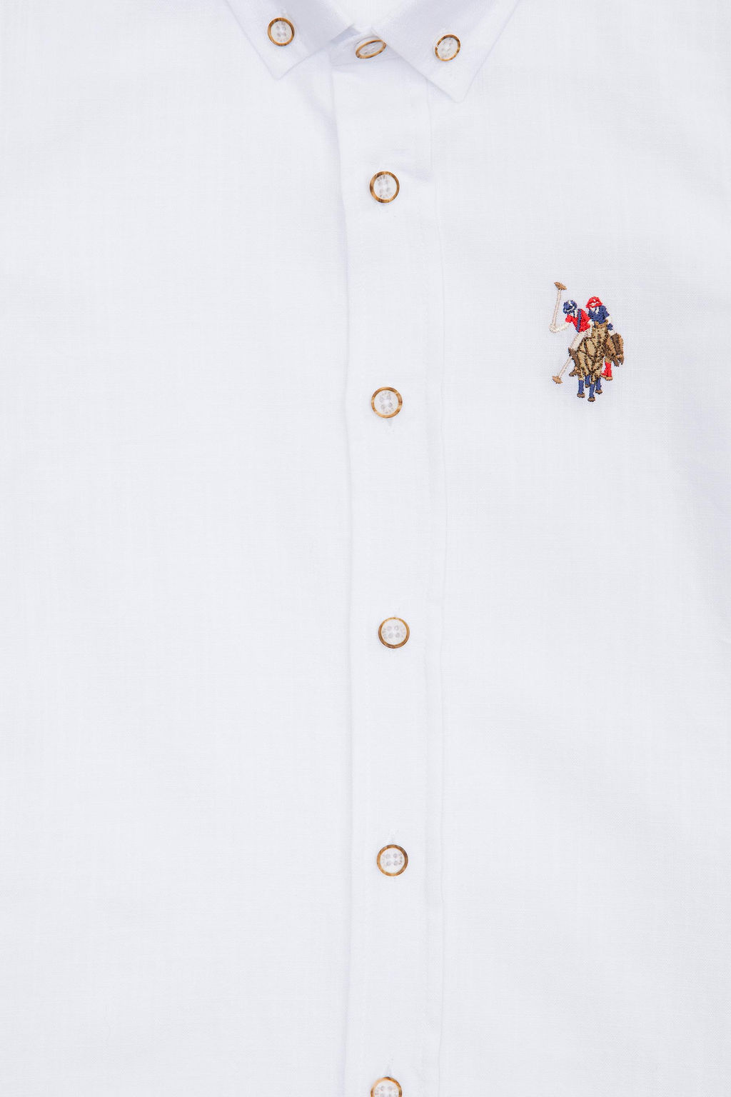 Рубашка с коротким рукавом U.S. Polo Assn для мальчиков из хлопка белая фото 4