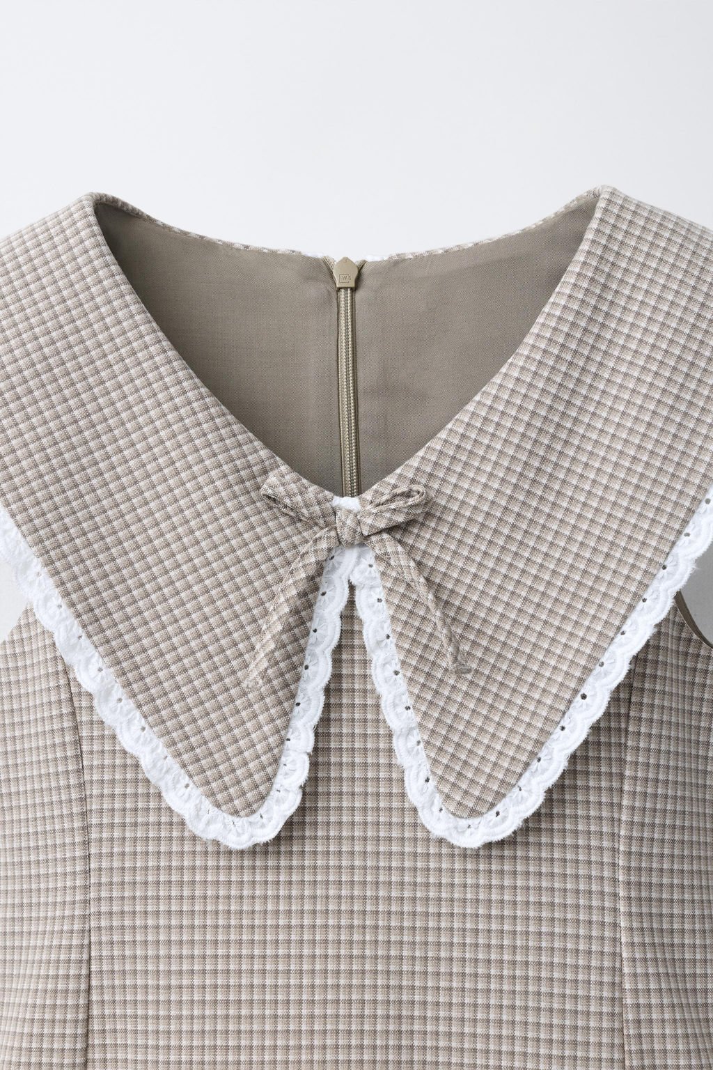 CHECK DRESS WITH RUFFLES AND LACE TRIM - Zara фото 9
